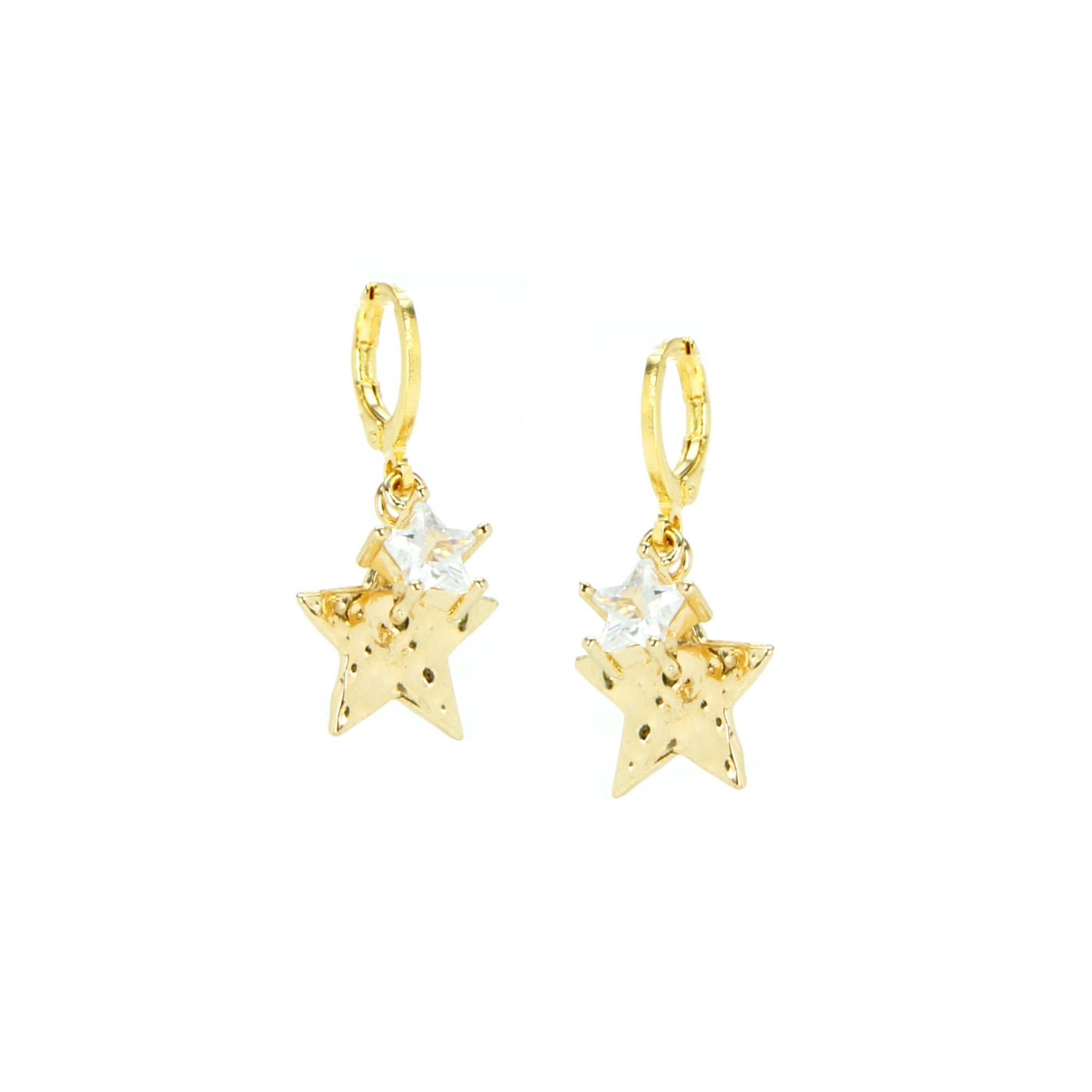 Starlight Crystal Star Huggie Hoop Earrings