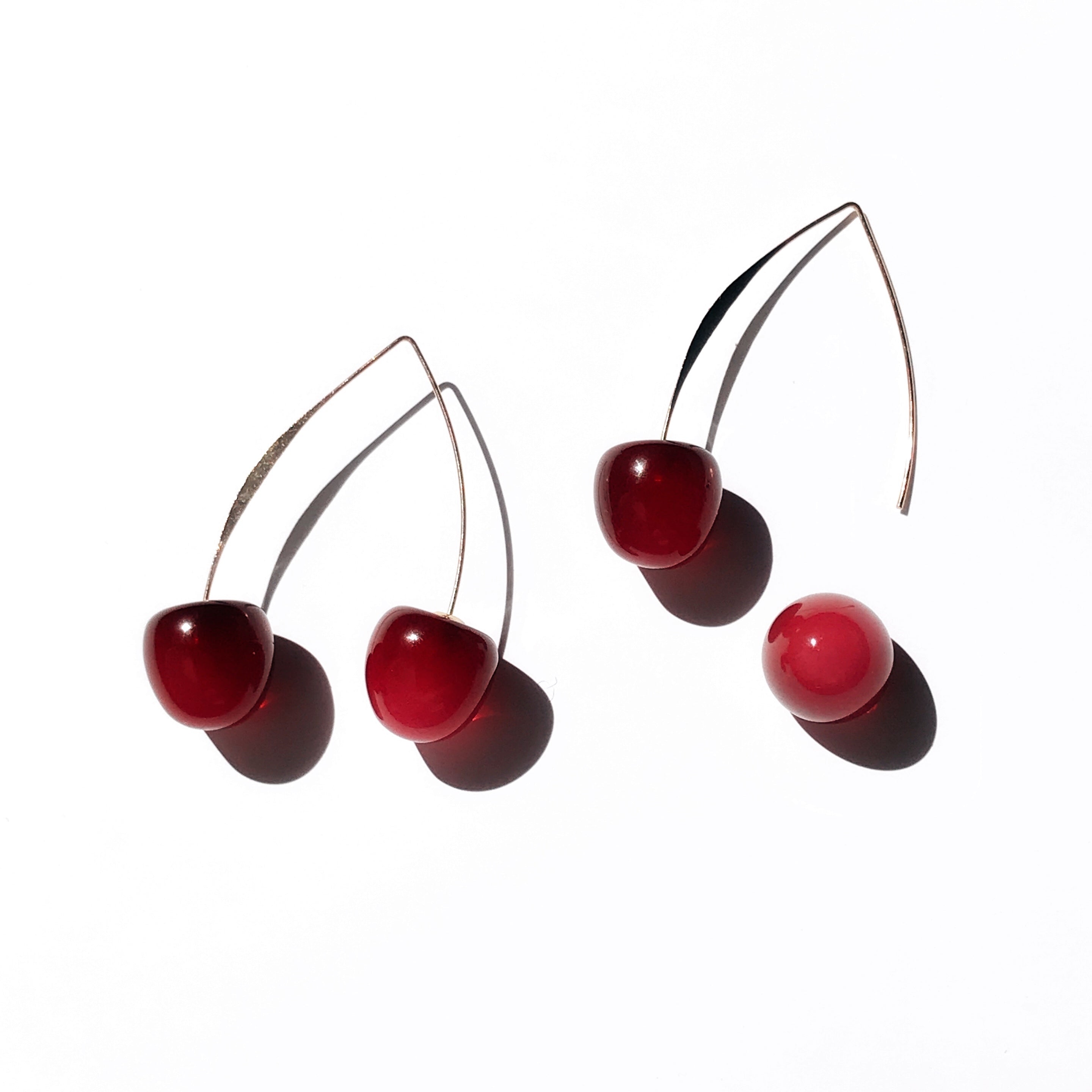 Double Cherry Drop Earrings (two-way)