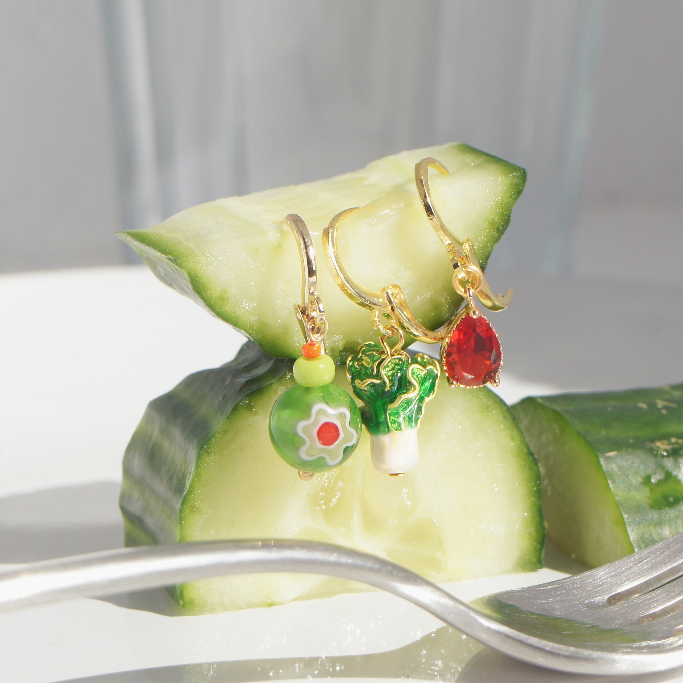 🥬Garden Produce Enamel Cabbage Huggie Hoop Earrings & Mix/Match Set