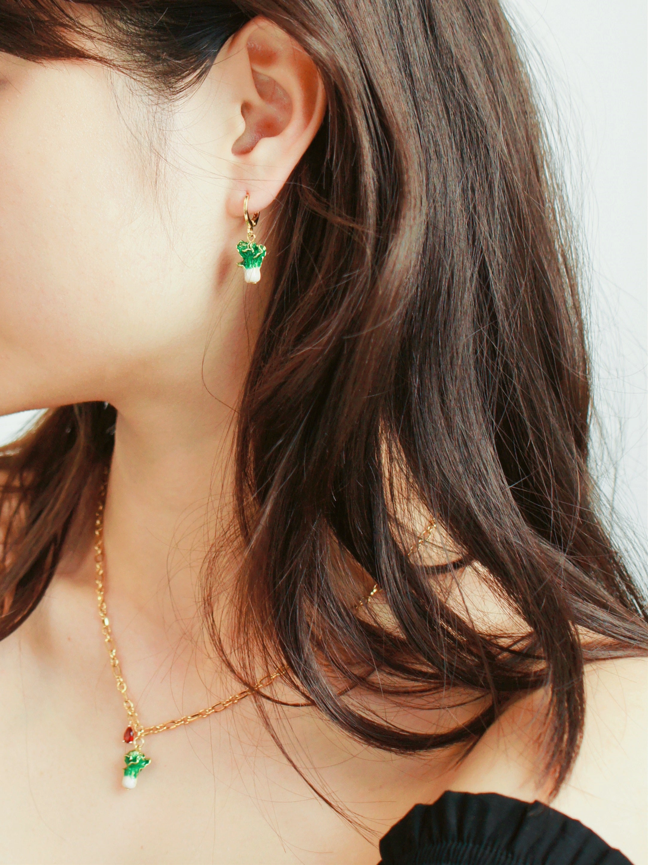 🥬Garden Produce Enamel Cabbage Pendant Necklace