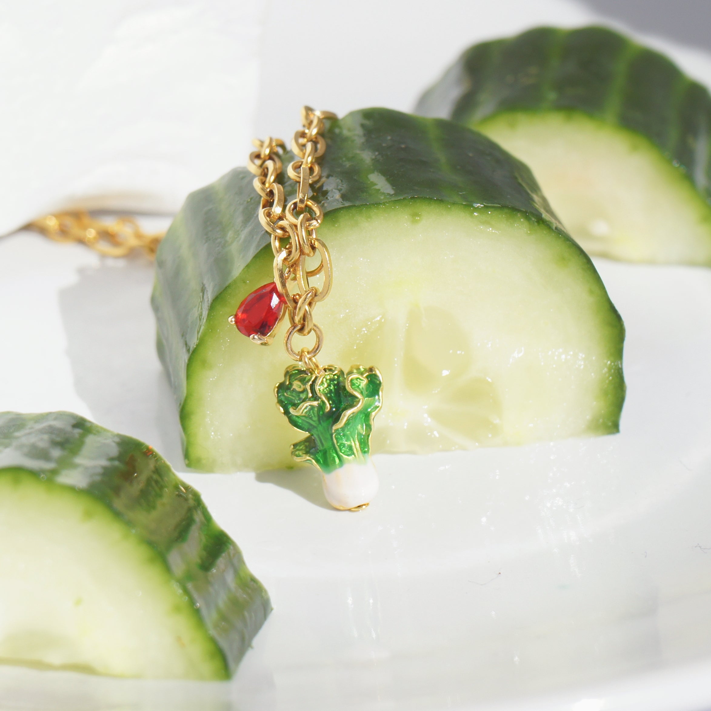🥬Garden Produce Enamel Cabbage Pendant Necklace