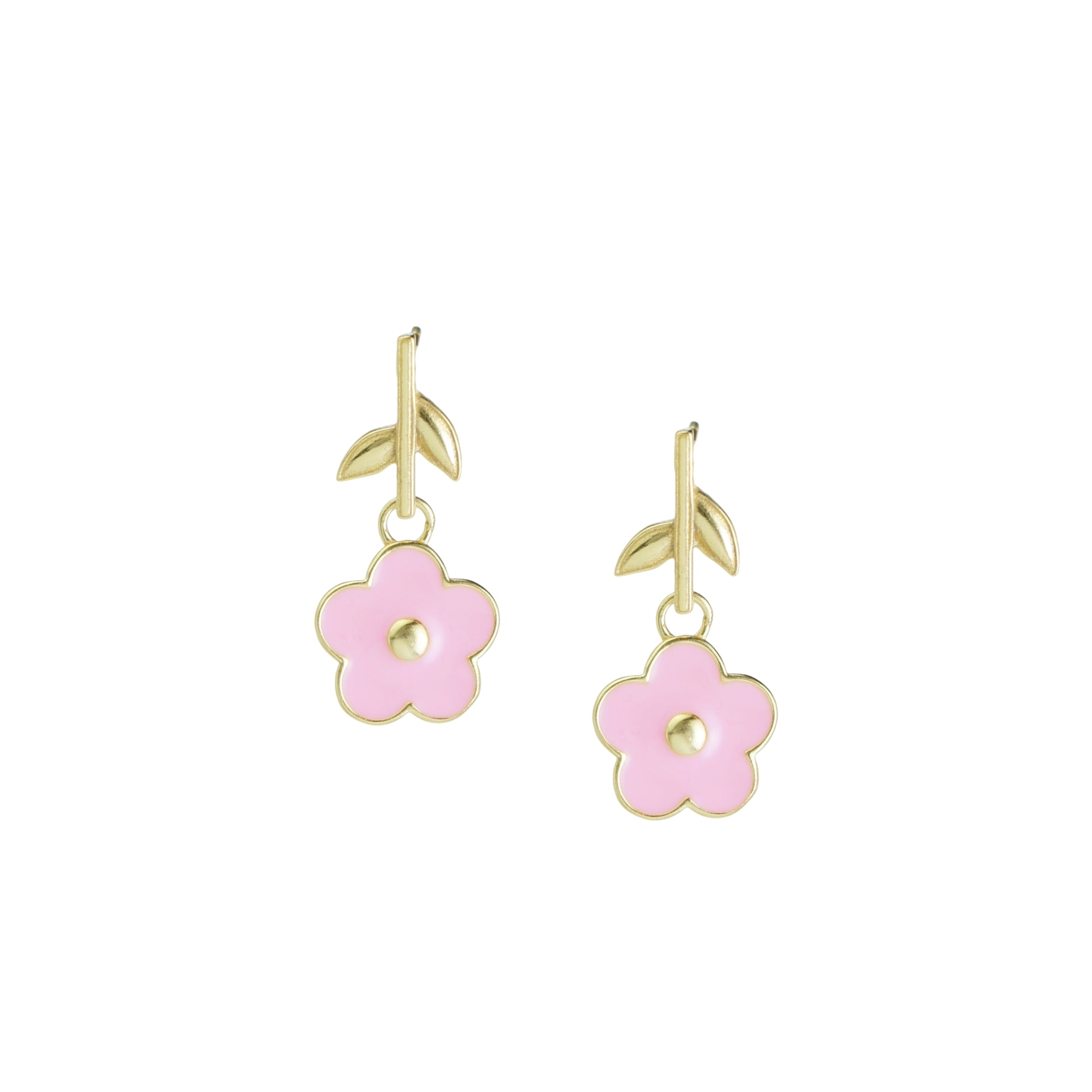 Flower Power Enamel Flower Drop Earrings with Gold Vermeil Stem Studs