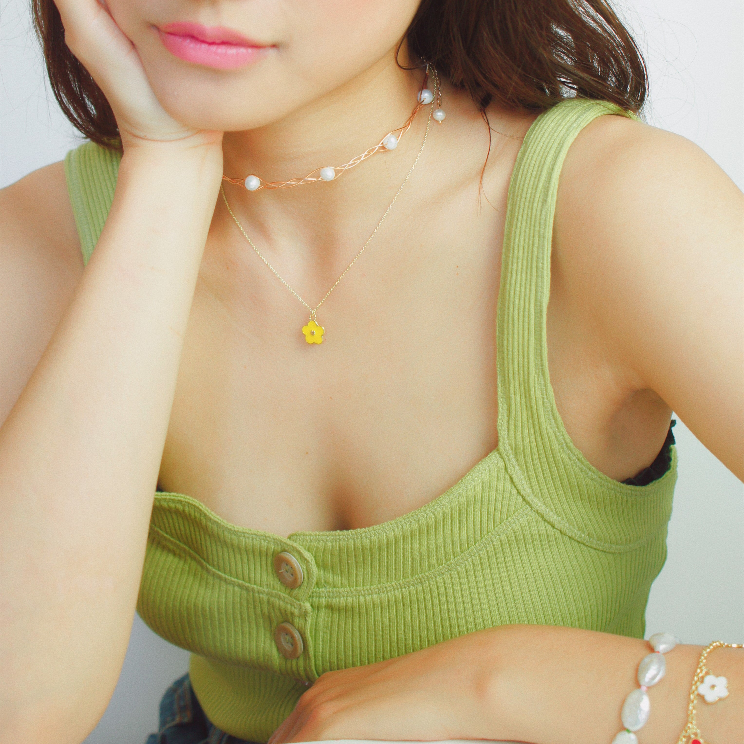 Flower Power Enamel Flower Chain Necklace