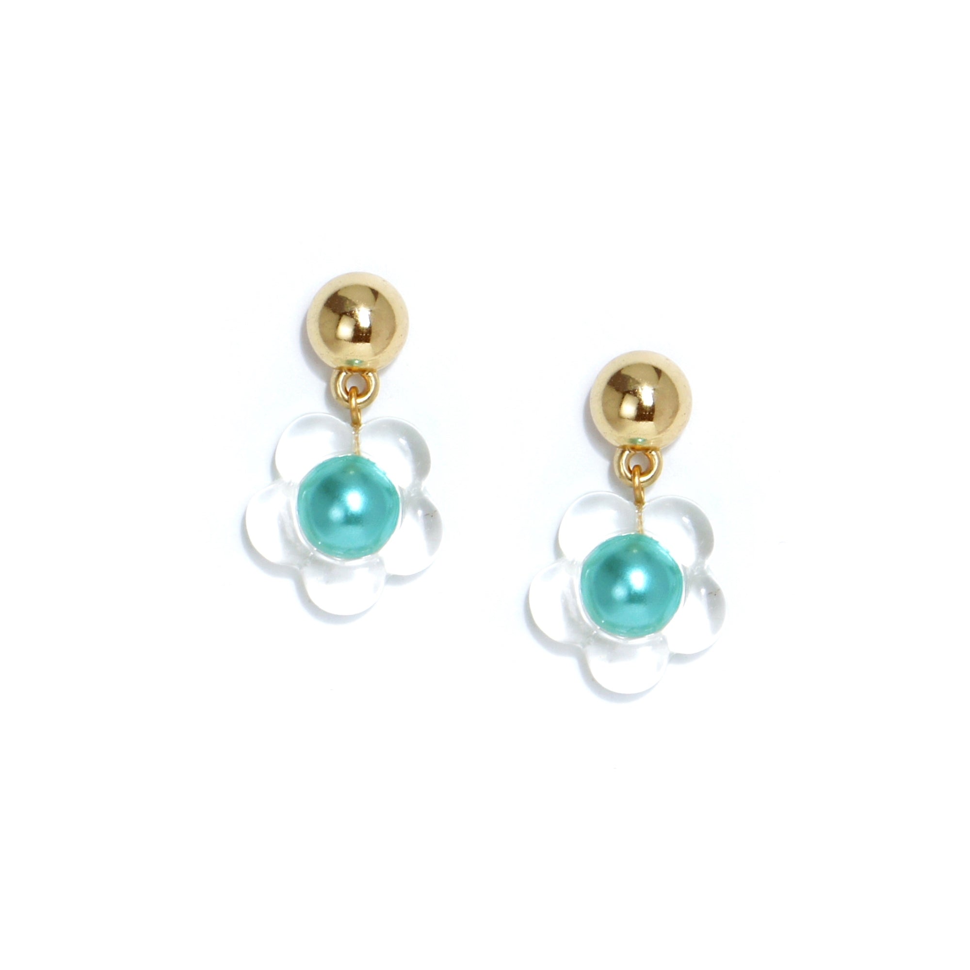 Flower Power Drop Earrings with Golden Studs