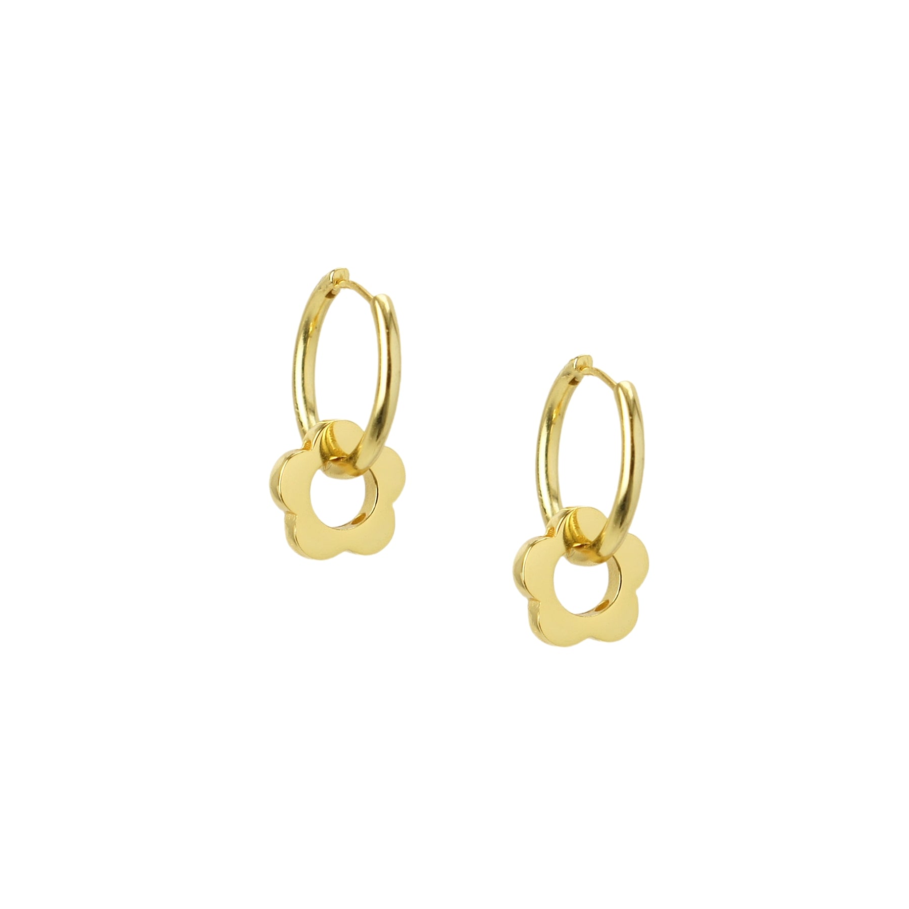Flower Power Detachable Charm Hoop Earrings, Gold Vermeil