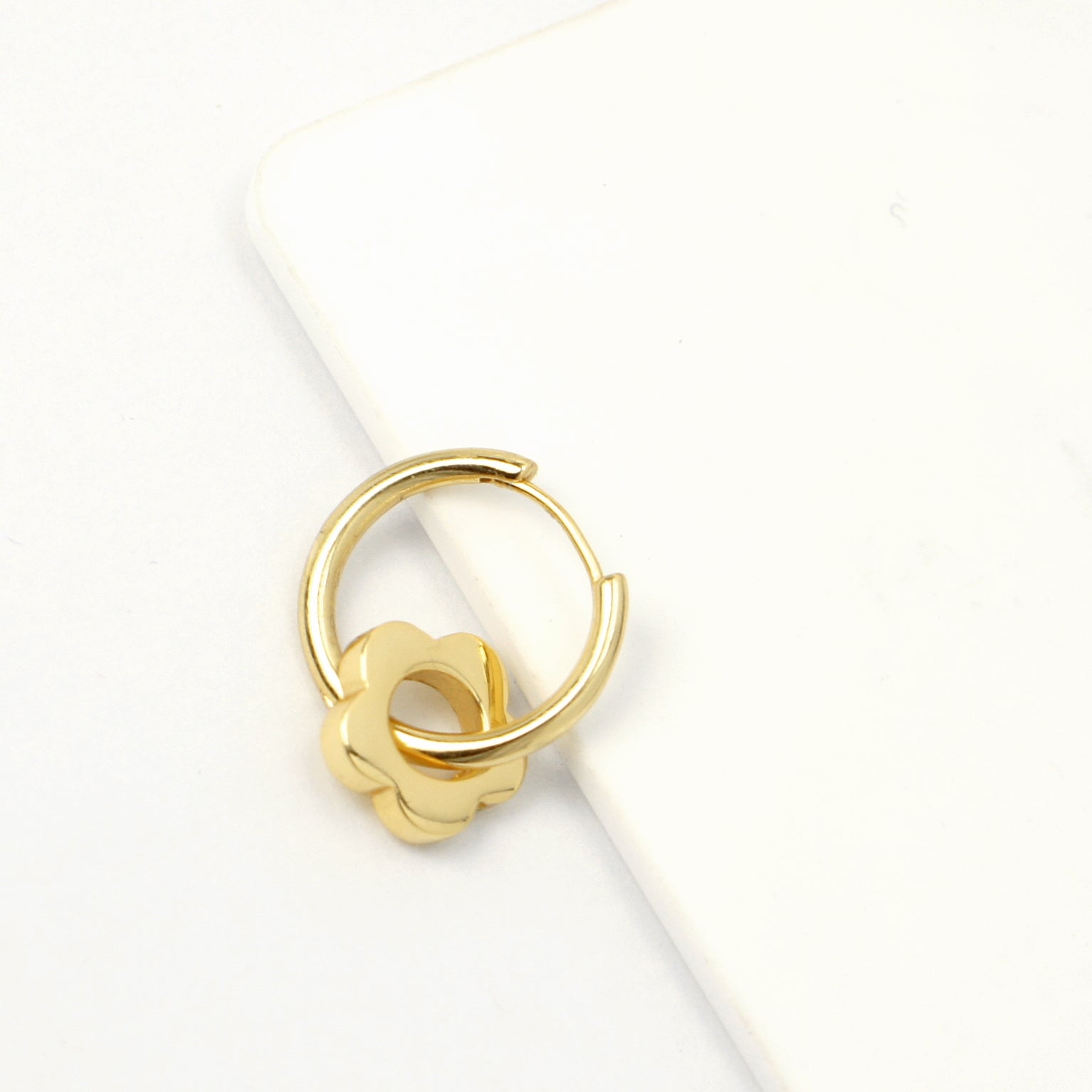 Flower Power Detachable Charm Hoop Earrings, Gold Vermeil