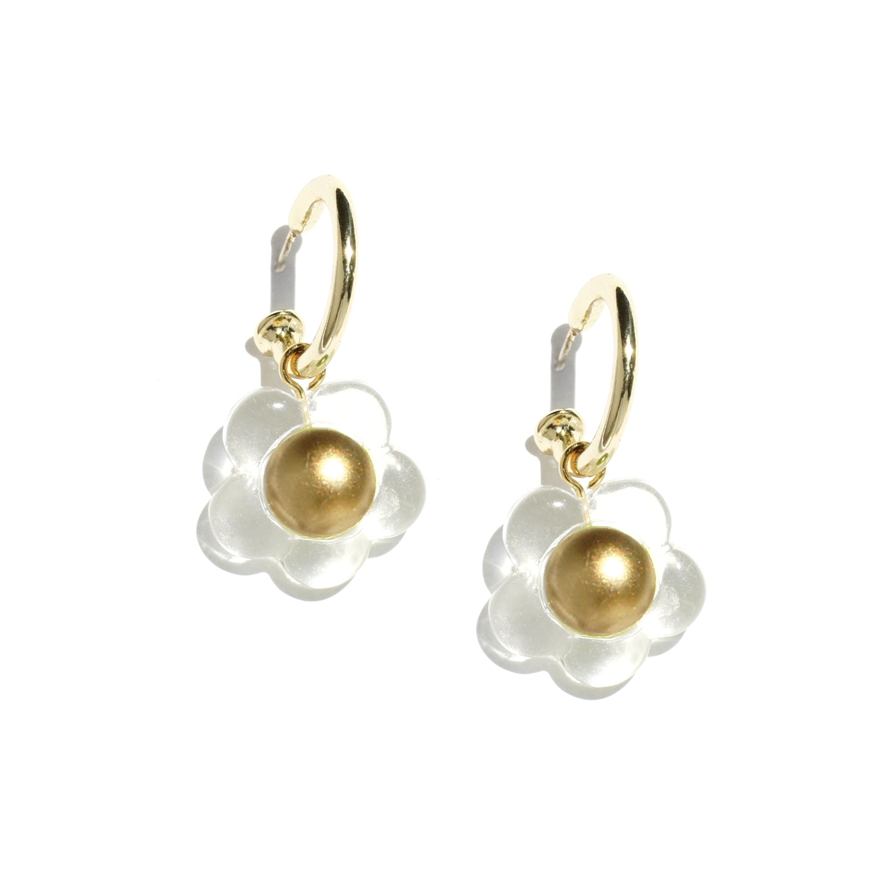 Flower Power Resin Flower Drop Hoop Earrings