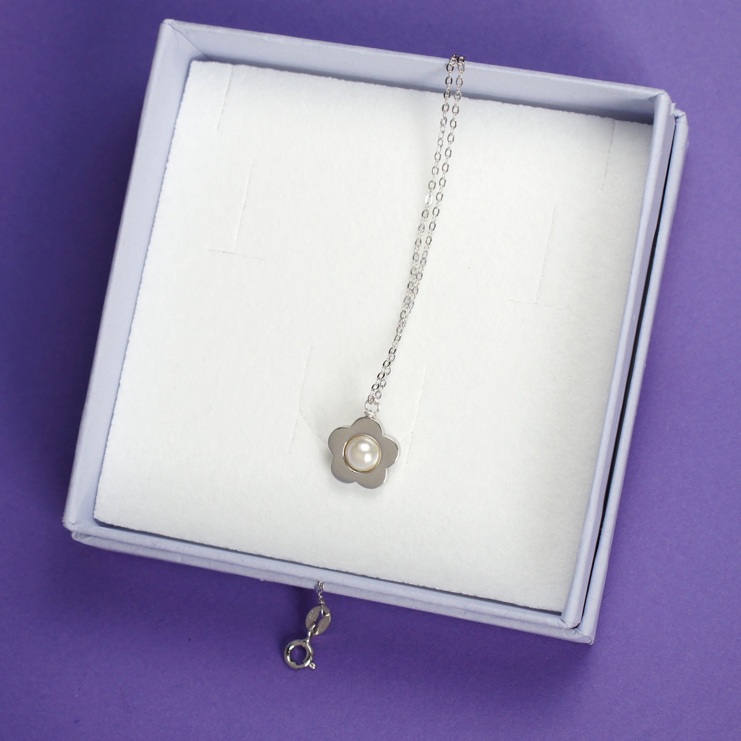 Flower Power Gold Vermeil/Sterling Silver Necklace with Flower and Pearl Pendant
