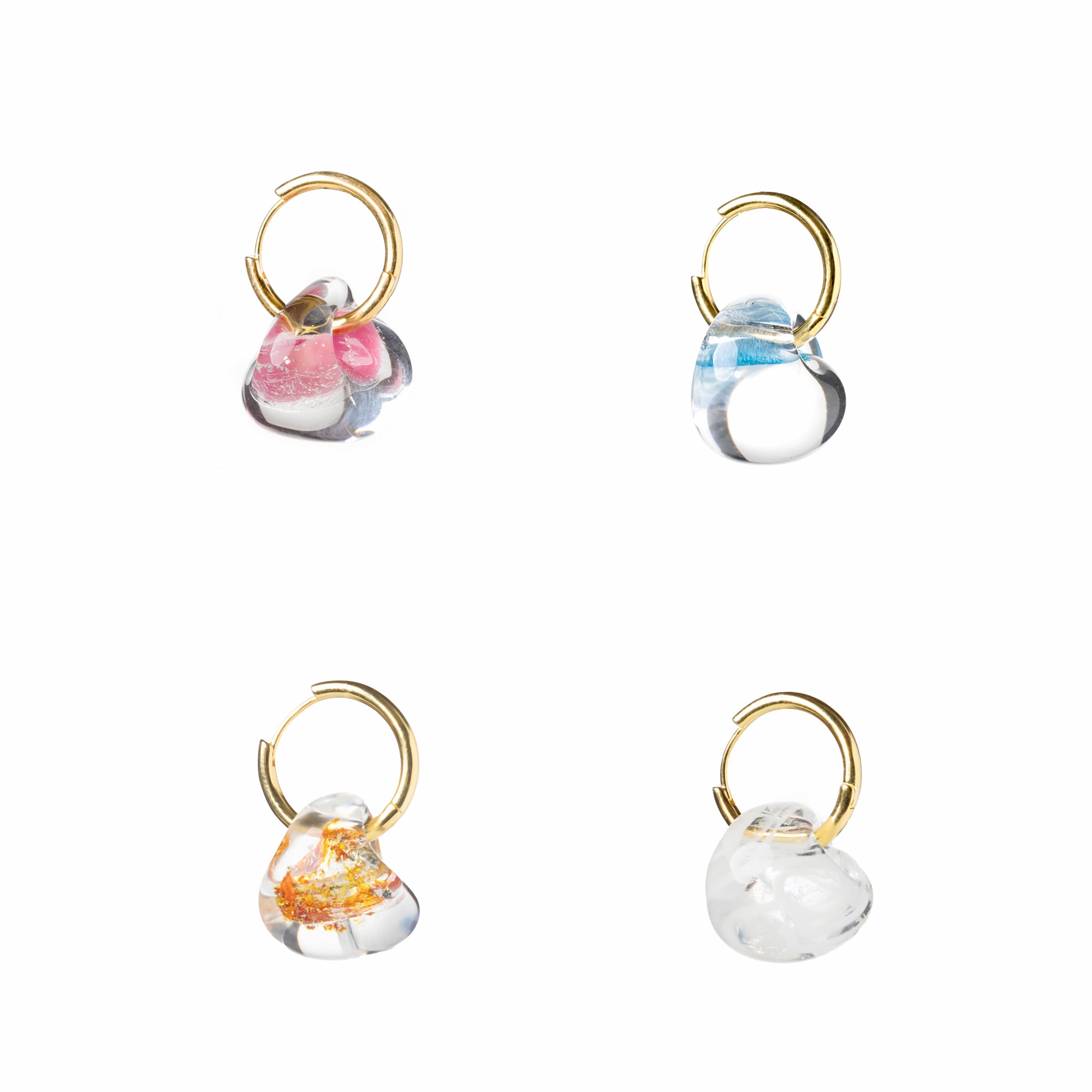 Four Seasons Lampwork Glass and Hoop Earrings, 18k Gold Vermeil