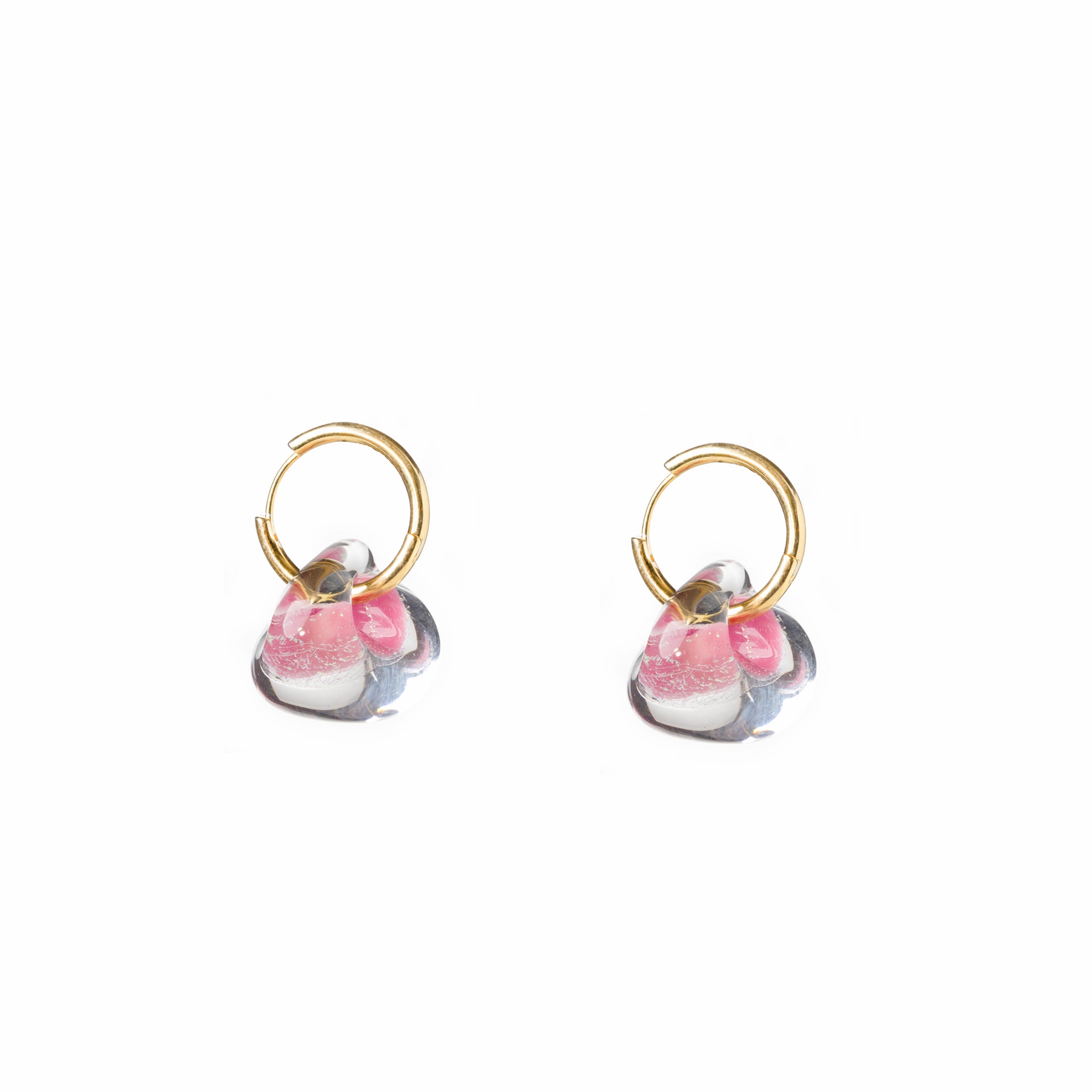 Four Seasons Lampwork Glass and Hoop Earrings, 18k Gold Vermeil