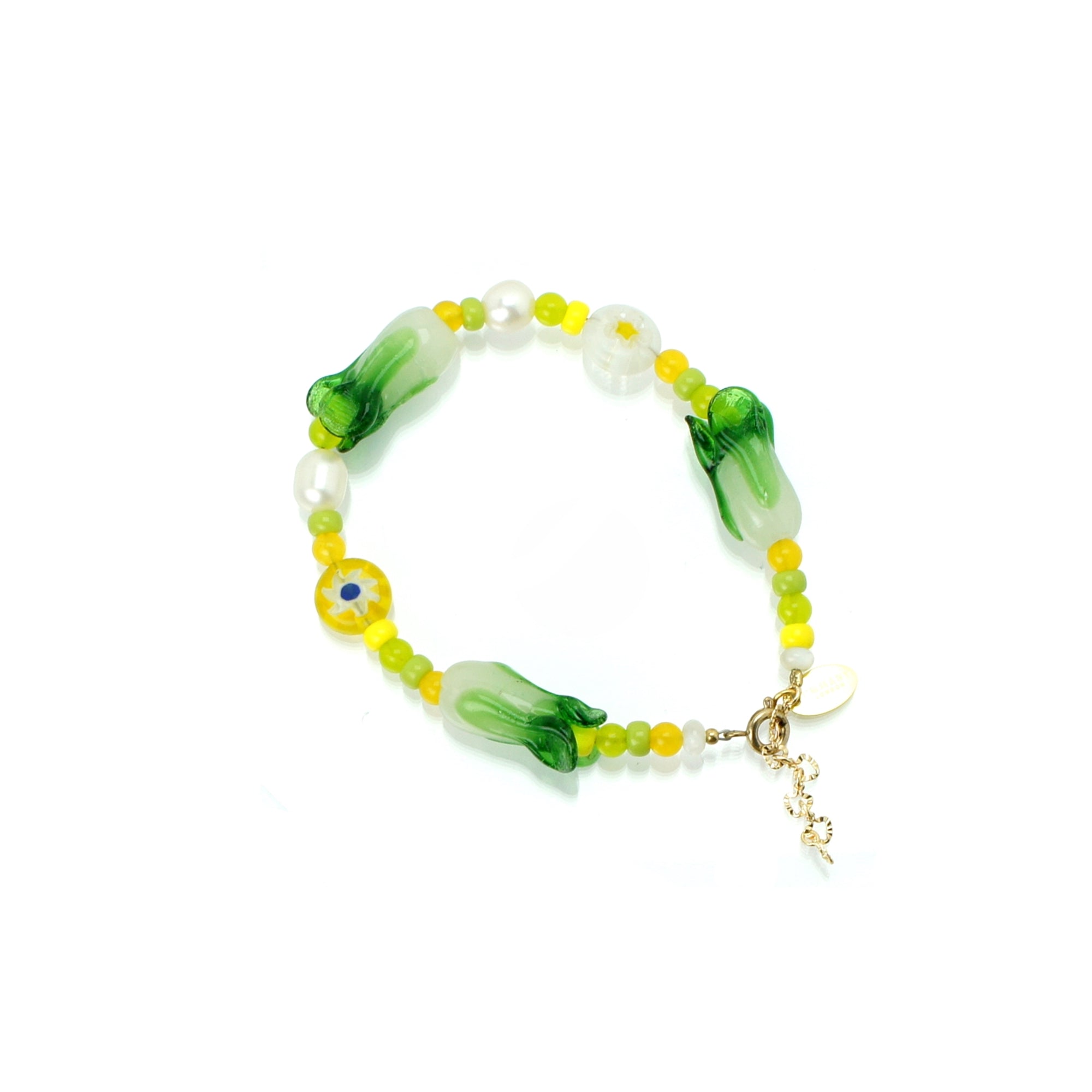 Garden Produce Freshwater Pearl and Glass Vegetable Bracelet - Pok Choy