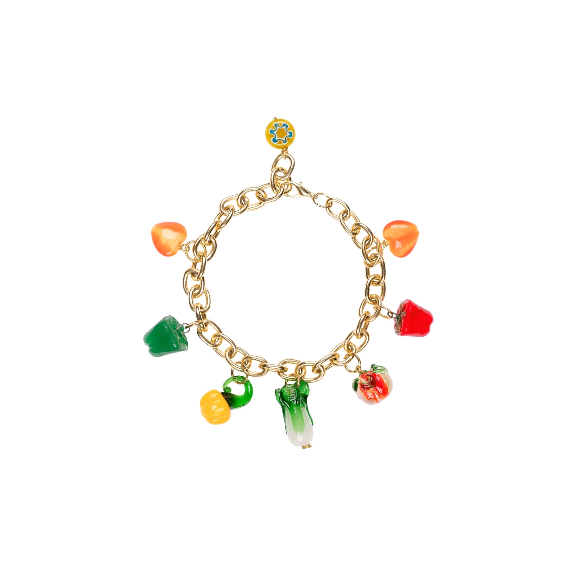 Garden Produce Lamwork Glass Charm Chain Bracelet