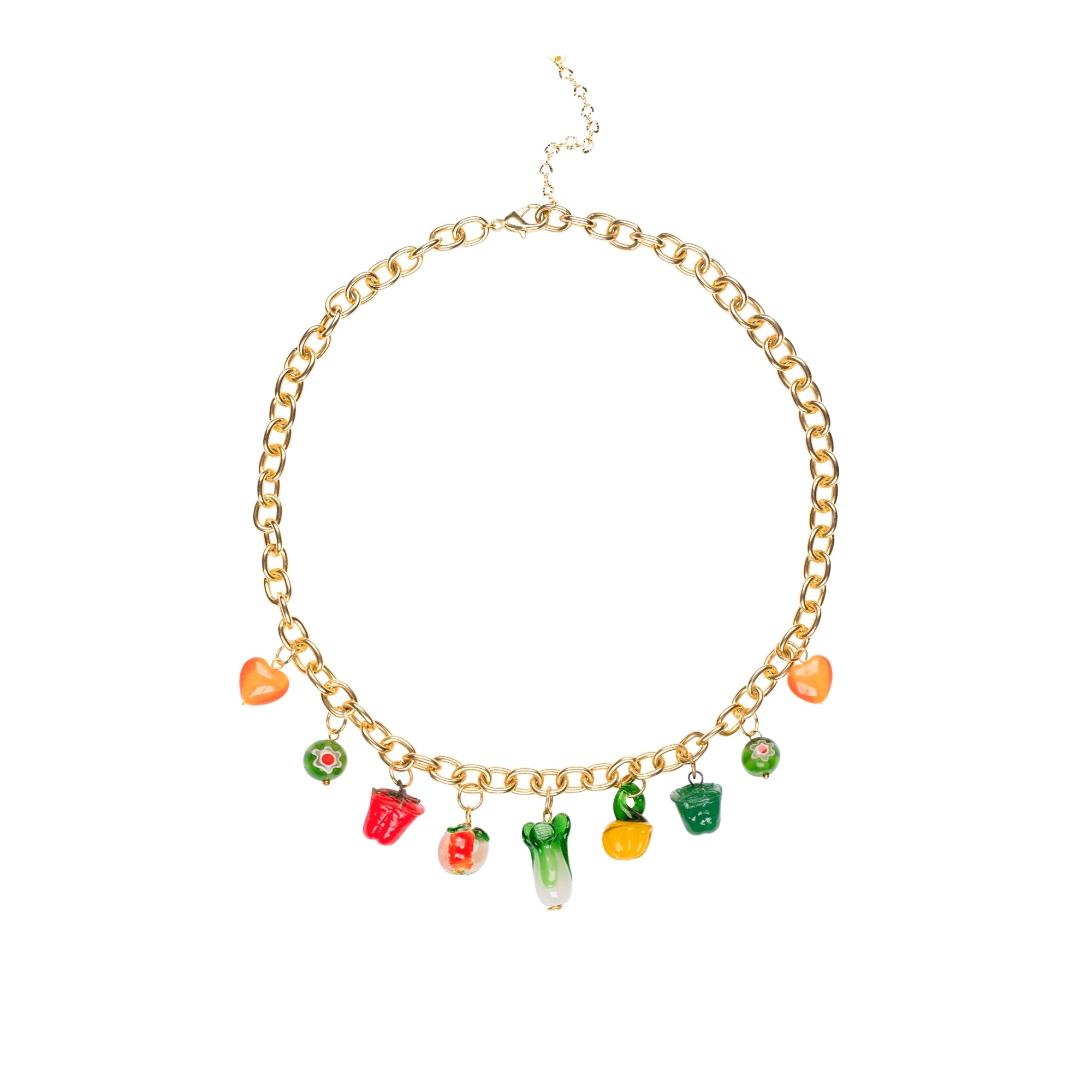 Garden Produce Lamwork Glass Charm Chain Necklace