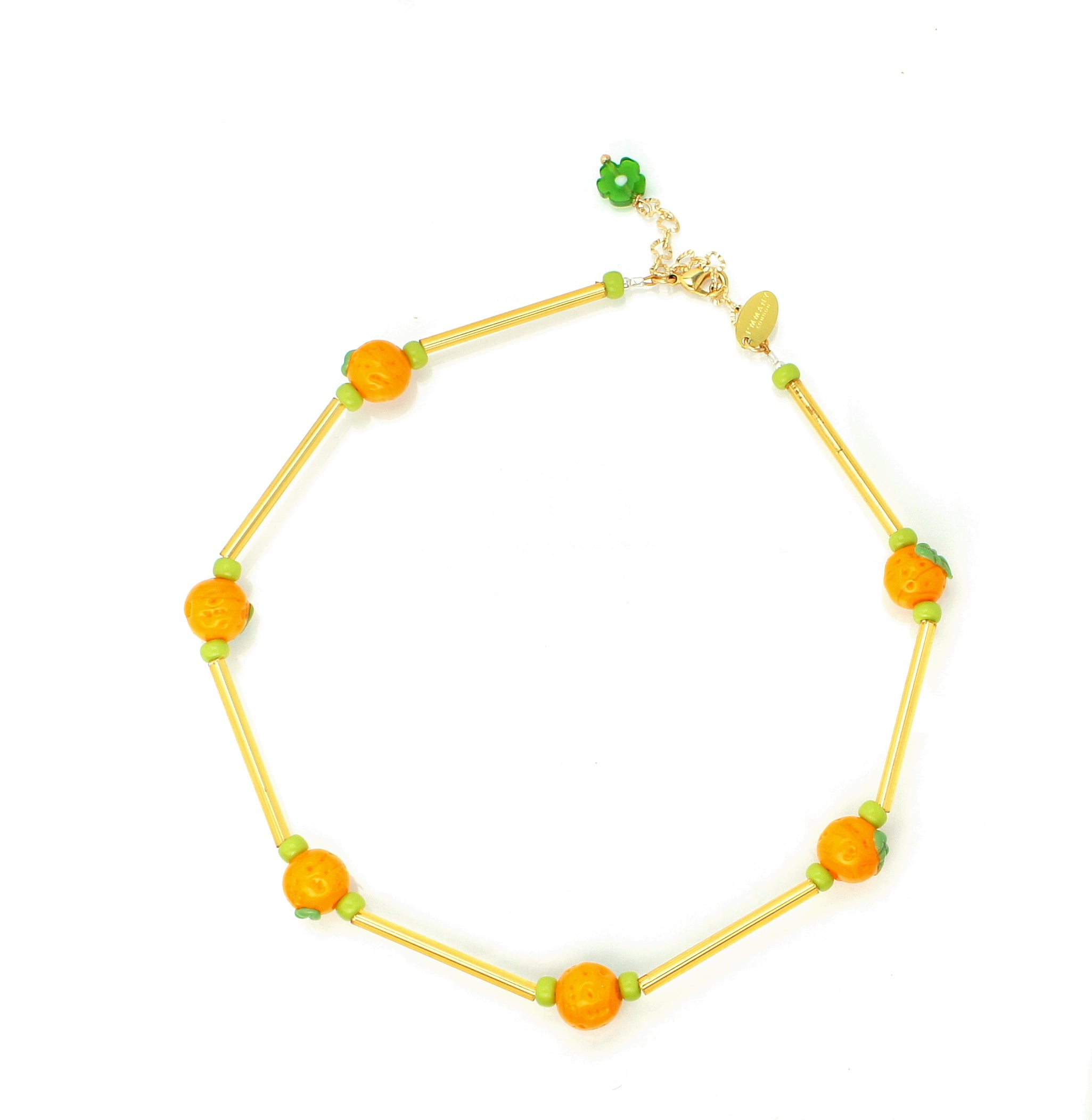 Cutie Pie Glass Tangerine Choker Necklace