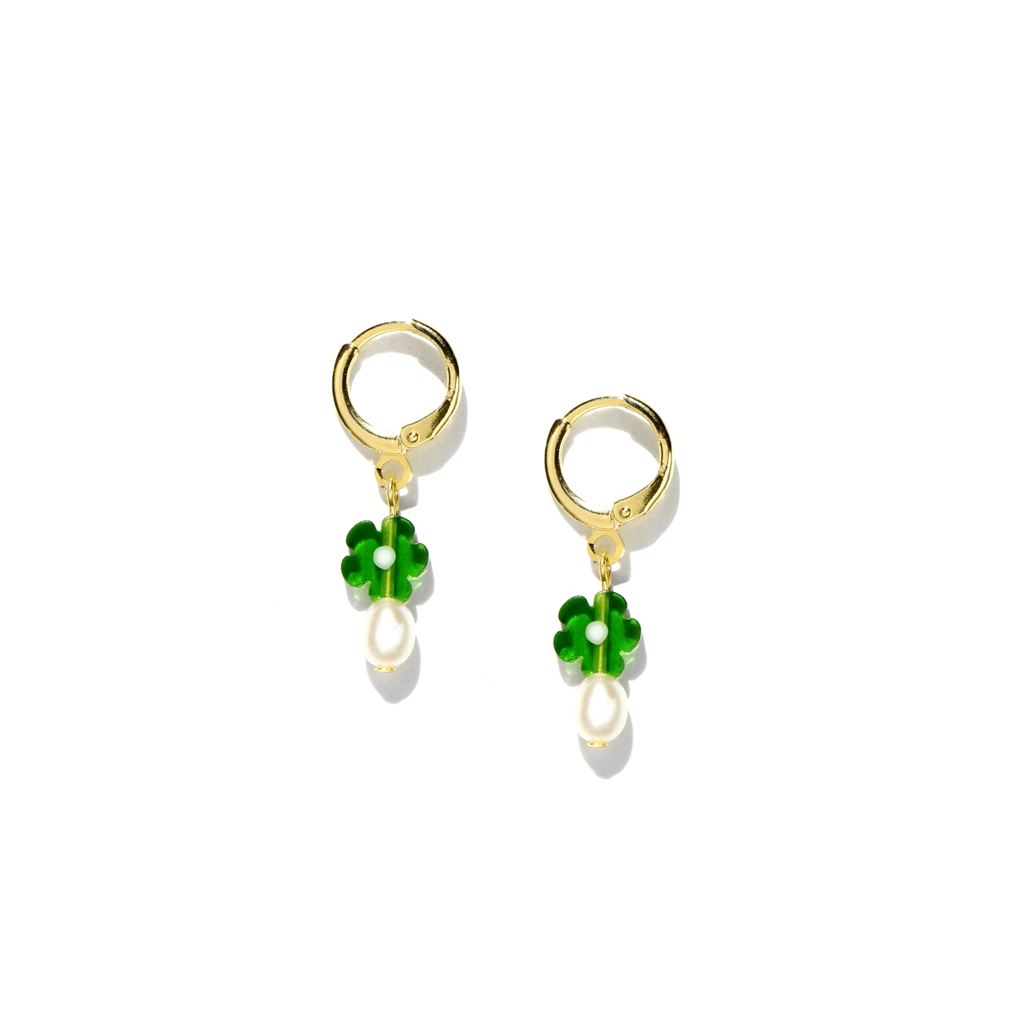 Garden Produce Glass Flower and Freshwater Pearl Drop Earrings