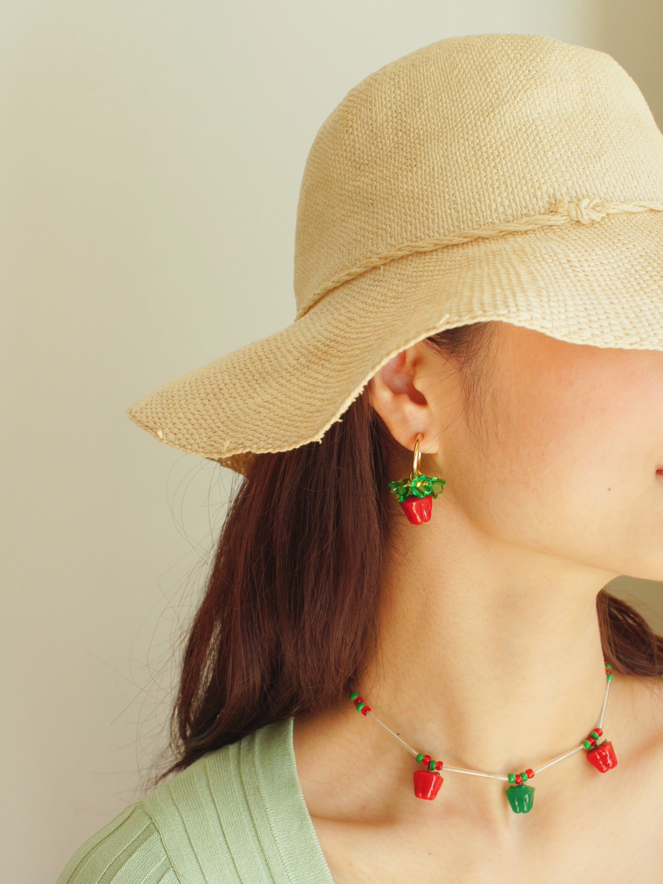 Garden Produce Bell Pepper and Flowers Earrings