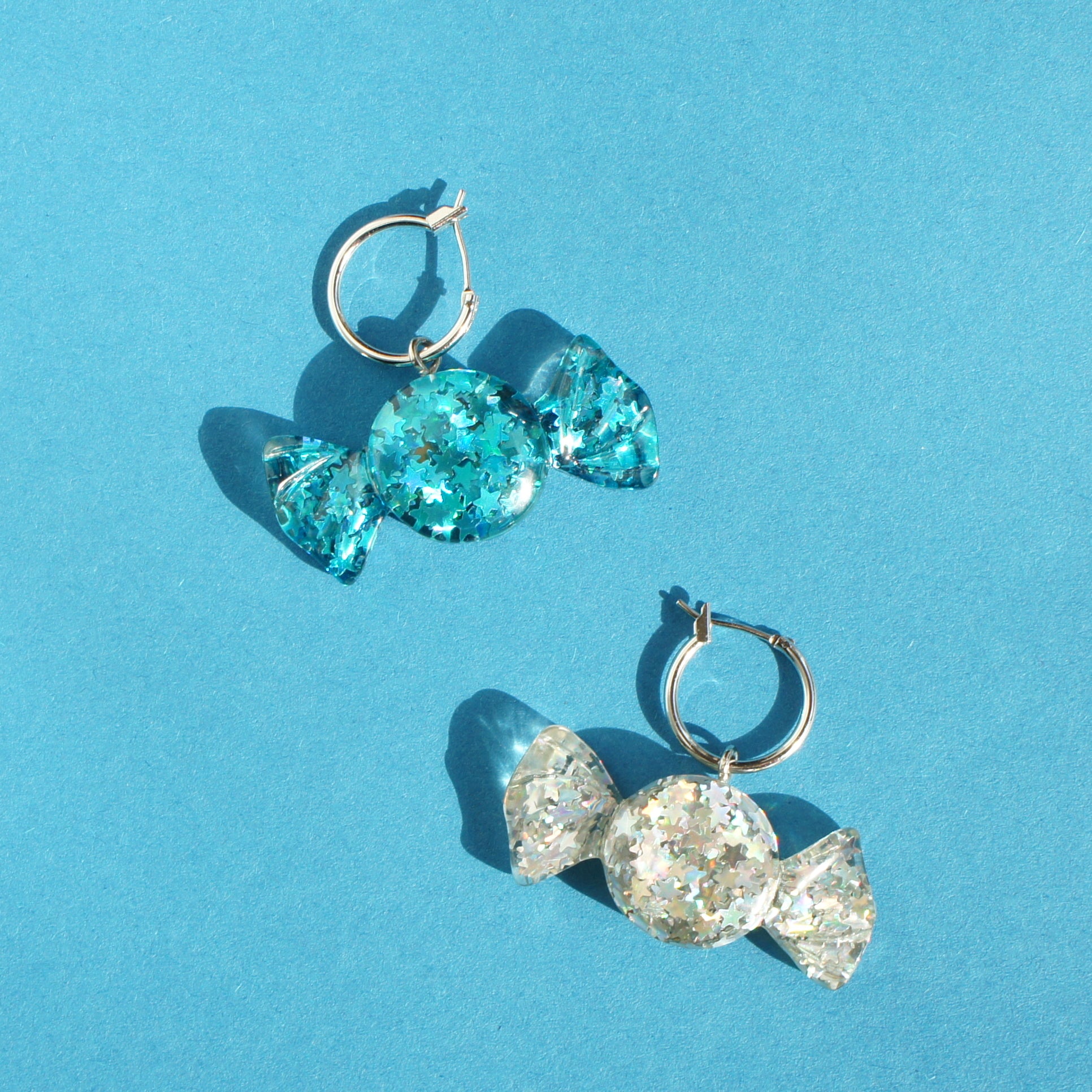 Sugar Sweet Glitter Candy Drop Hoop Earrings