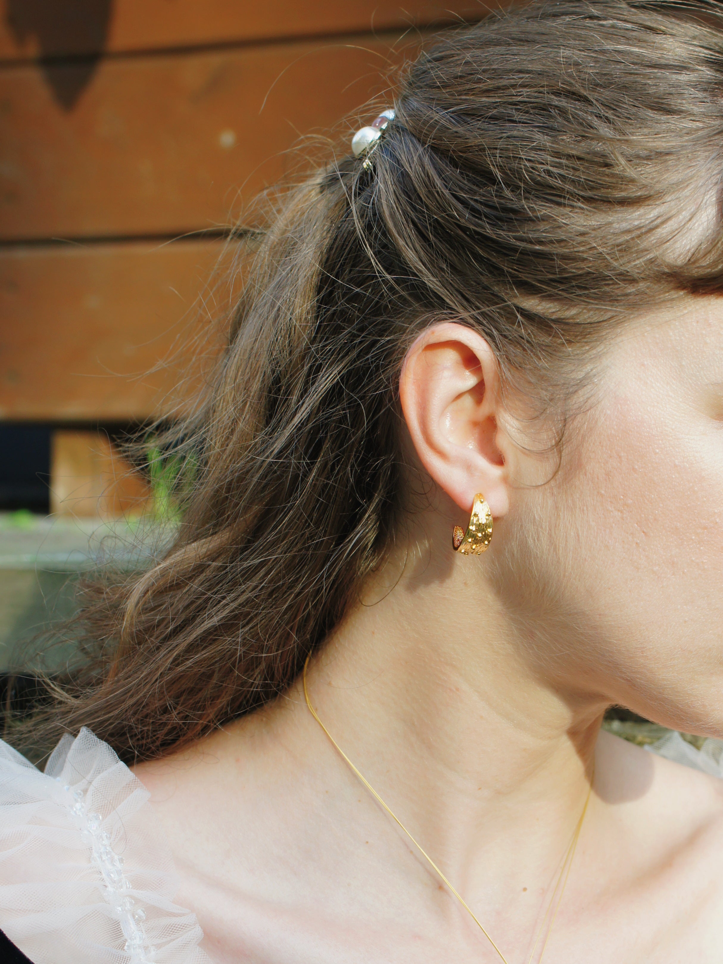 Golden Hour Textured Half Hoop Earrings