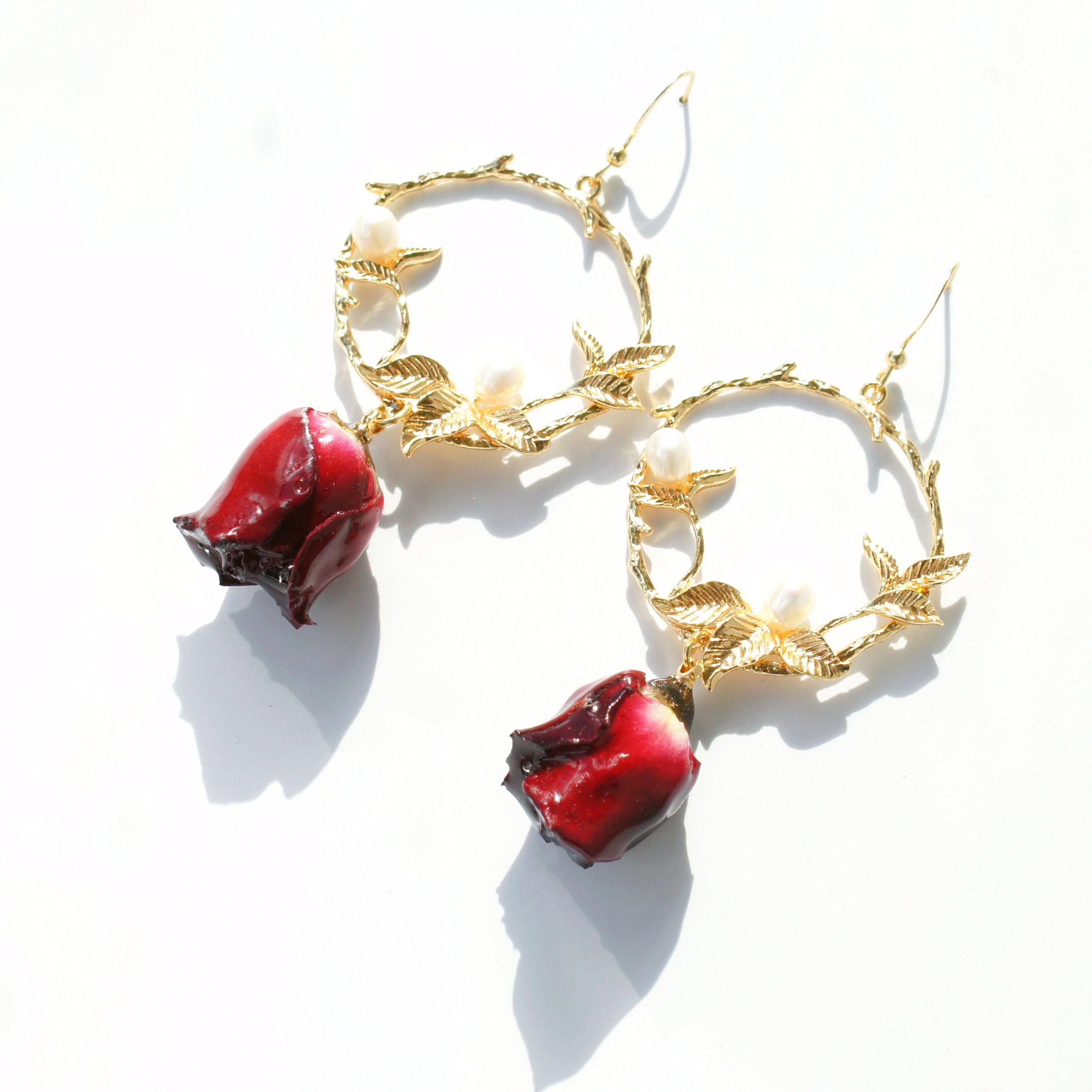 *REAL FLOWER* Grande Amore Rose Drop Earrings