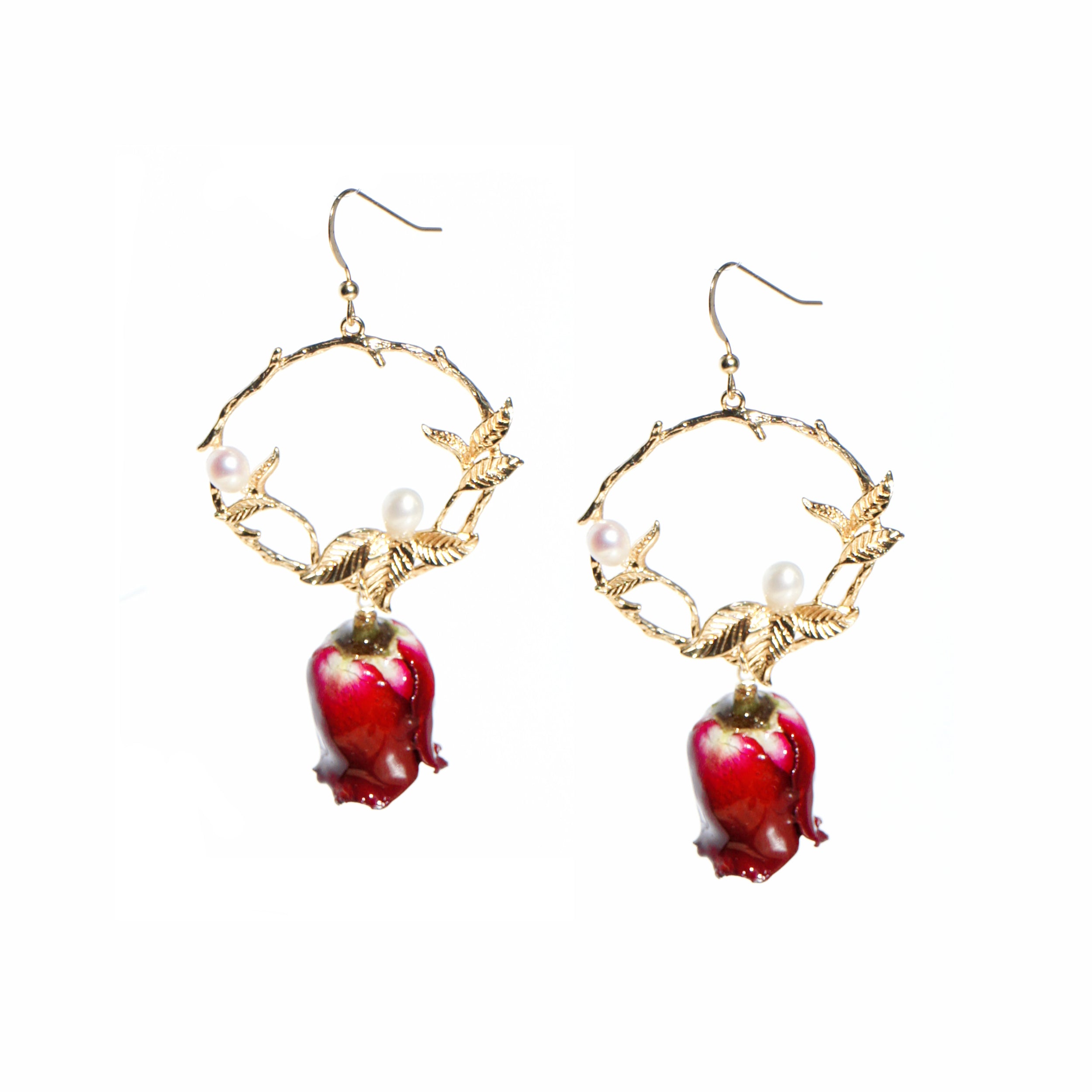 *REAL FLOWER* Grande Amore Rose Drop Earrings