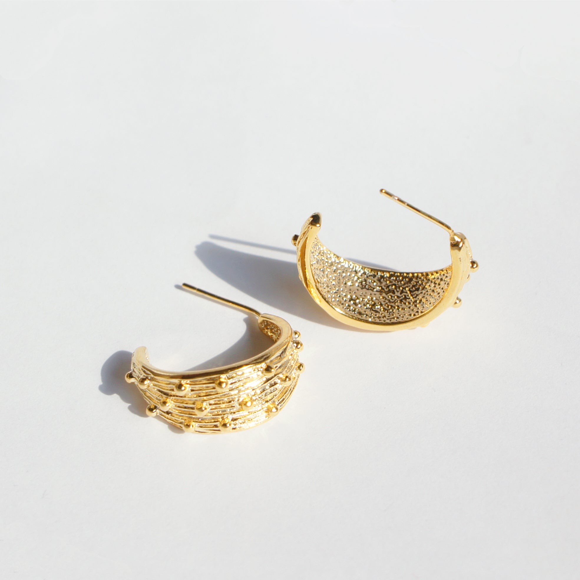 Golden Hour Textured Half Hoop Earrings