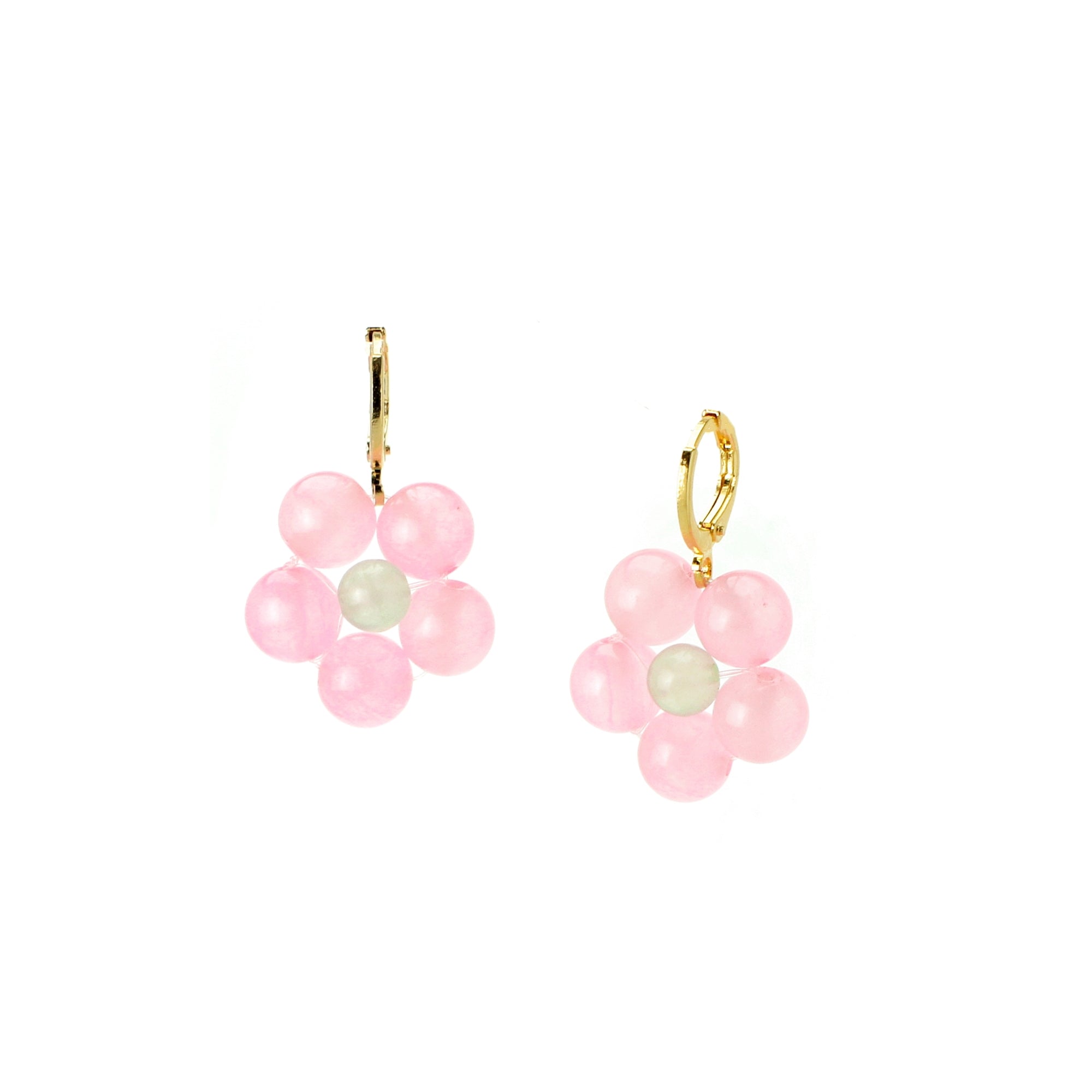 Hana Beaded Flower Huggie Earrings