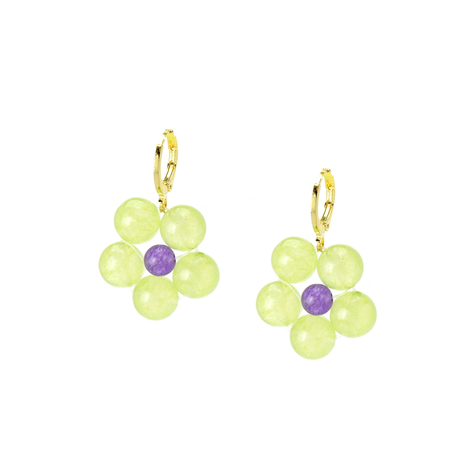 Hana Beaded Flower Huggie Earrings