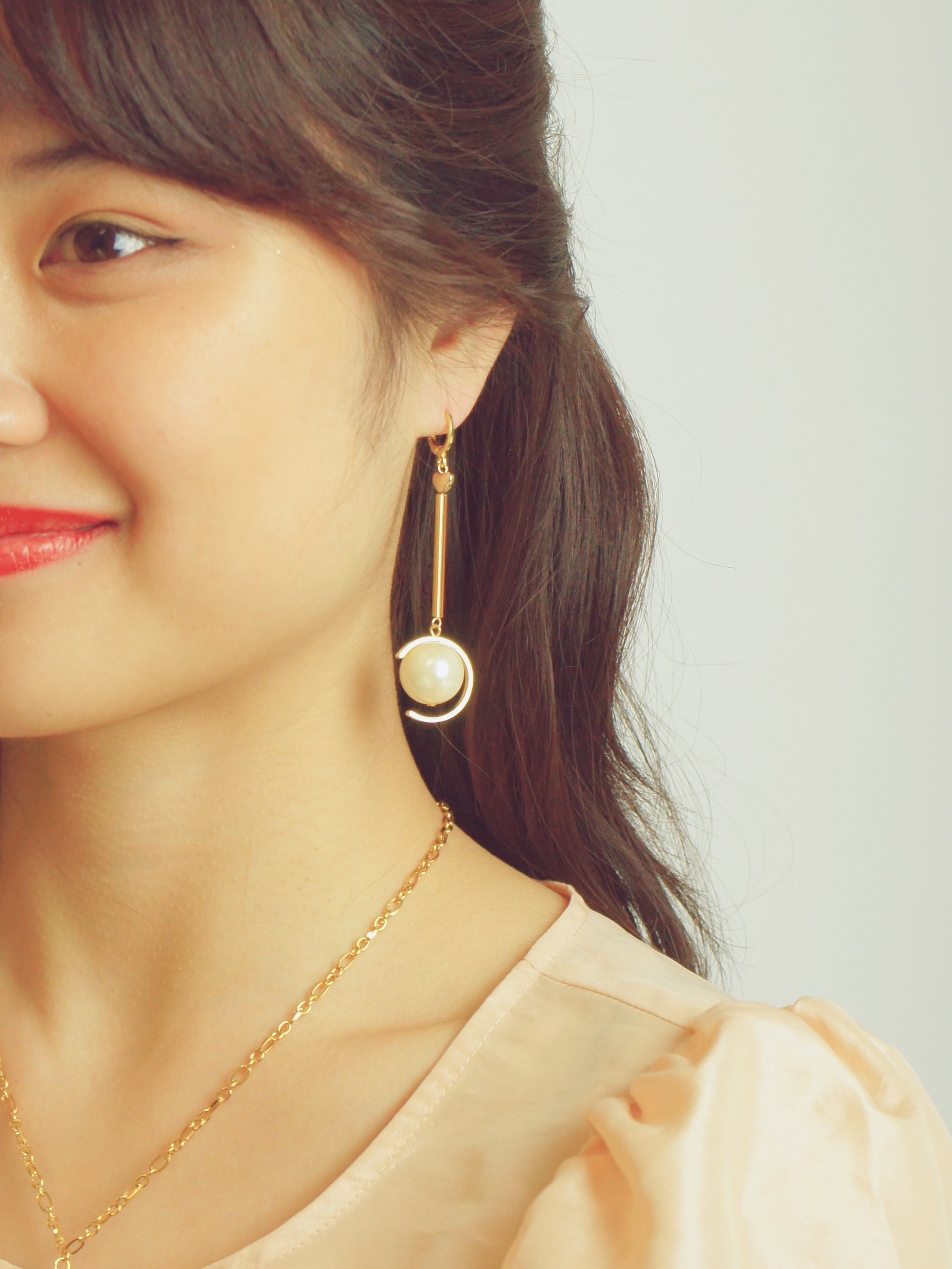 Cosmic Heart Huggie Hoop Drop Earrings