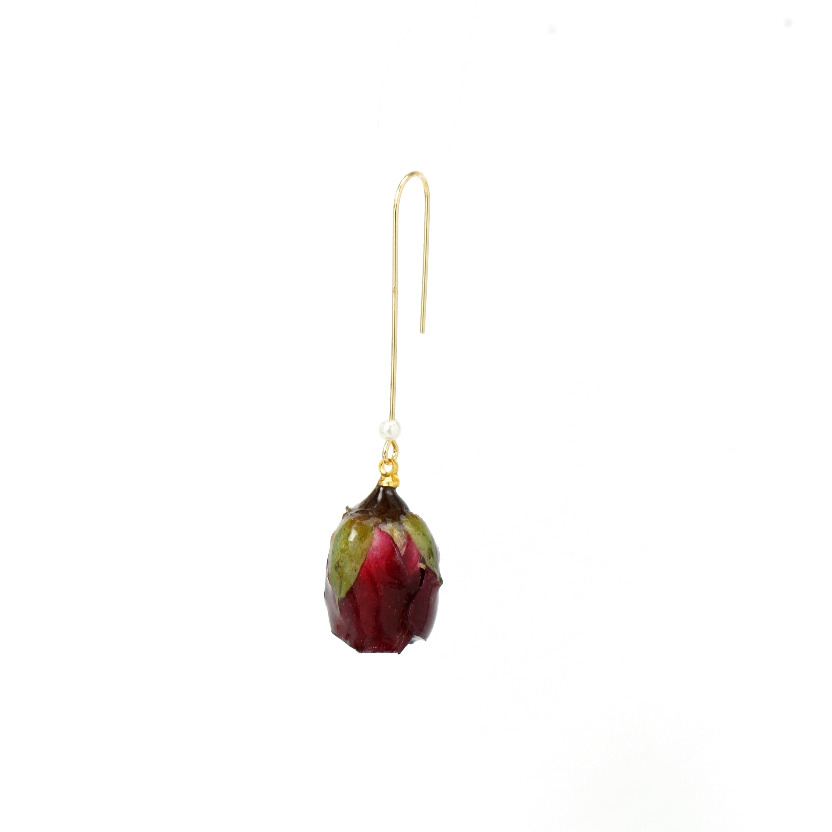 *REAL FLOWER* Ingrid Single Rose Drop Earring
