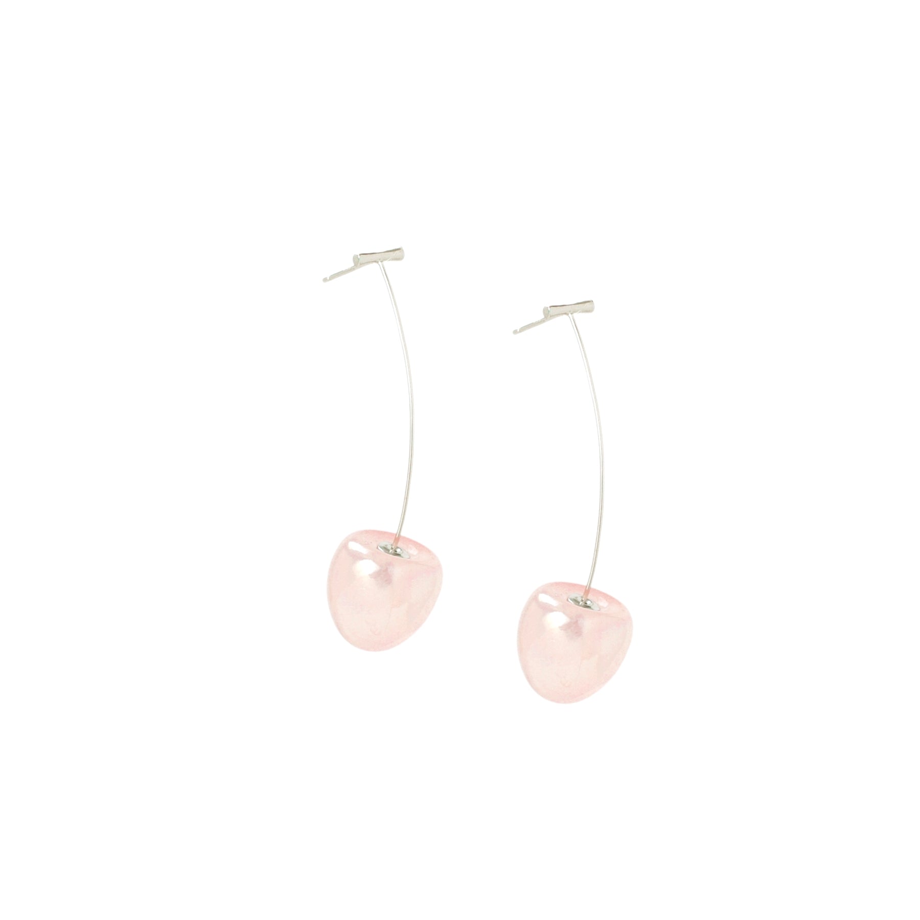 Iridescent Cherry Drop Earrings with Sterling Silver Stems