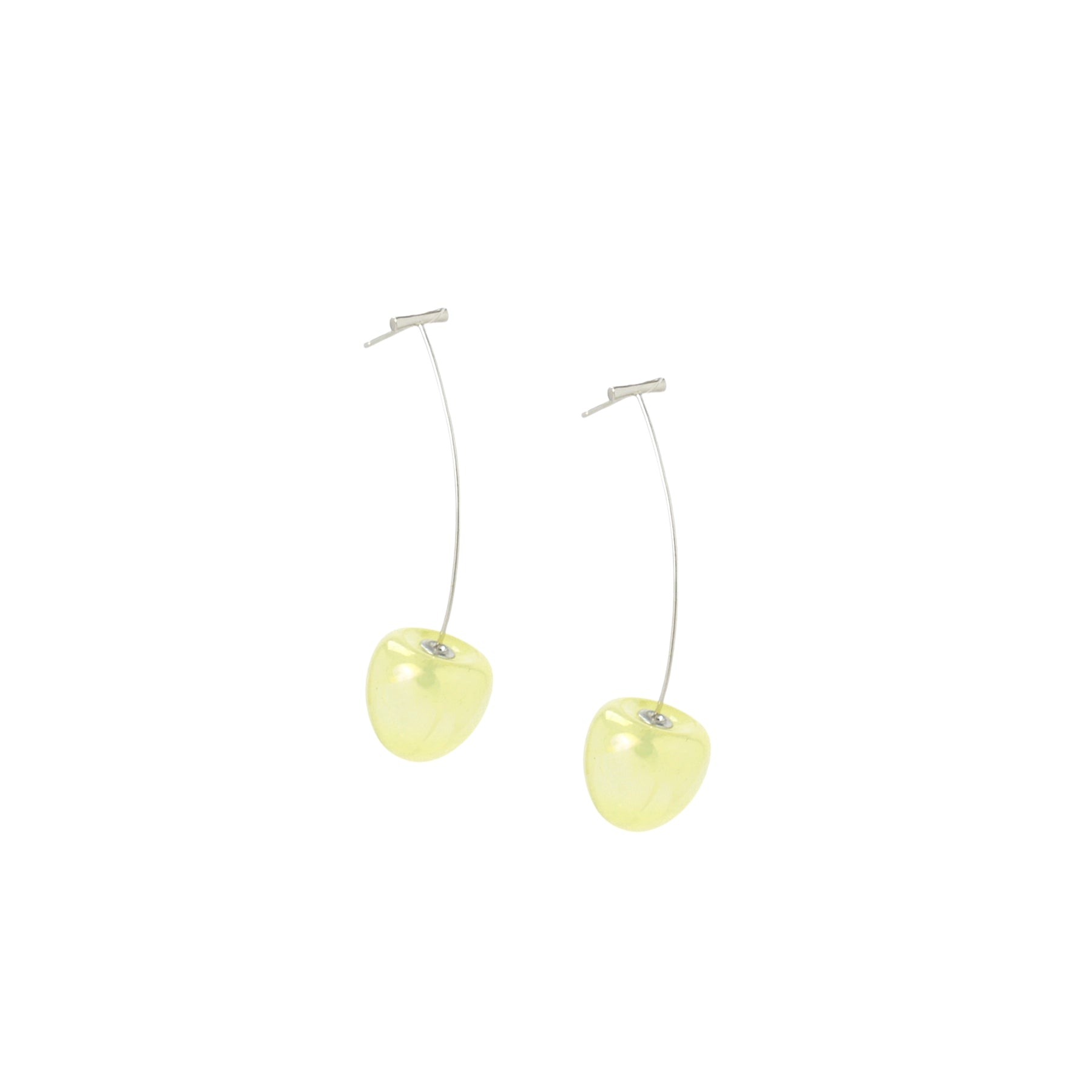 Iridescent Cherry Drop Earrings with Sterling Silver Stems