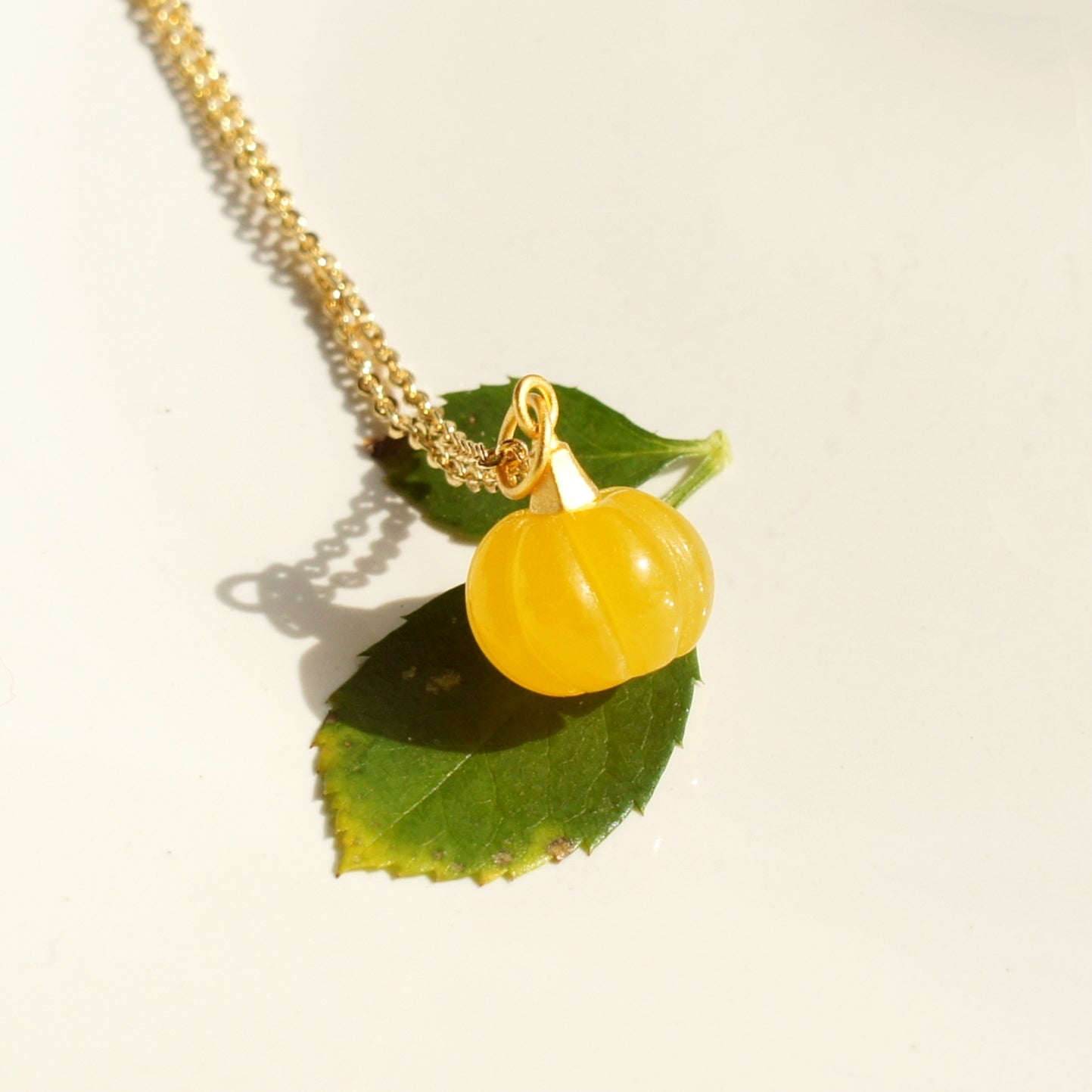 Organic Produce Jade Pumpkin Pendant Necklace