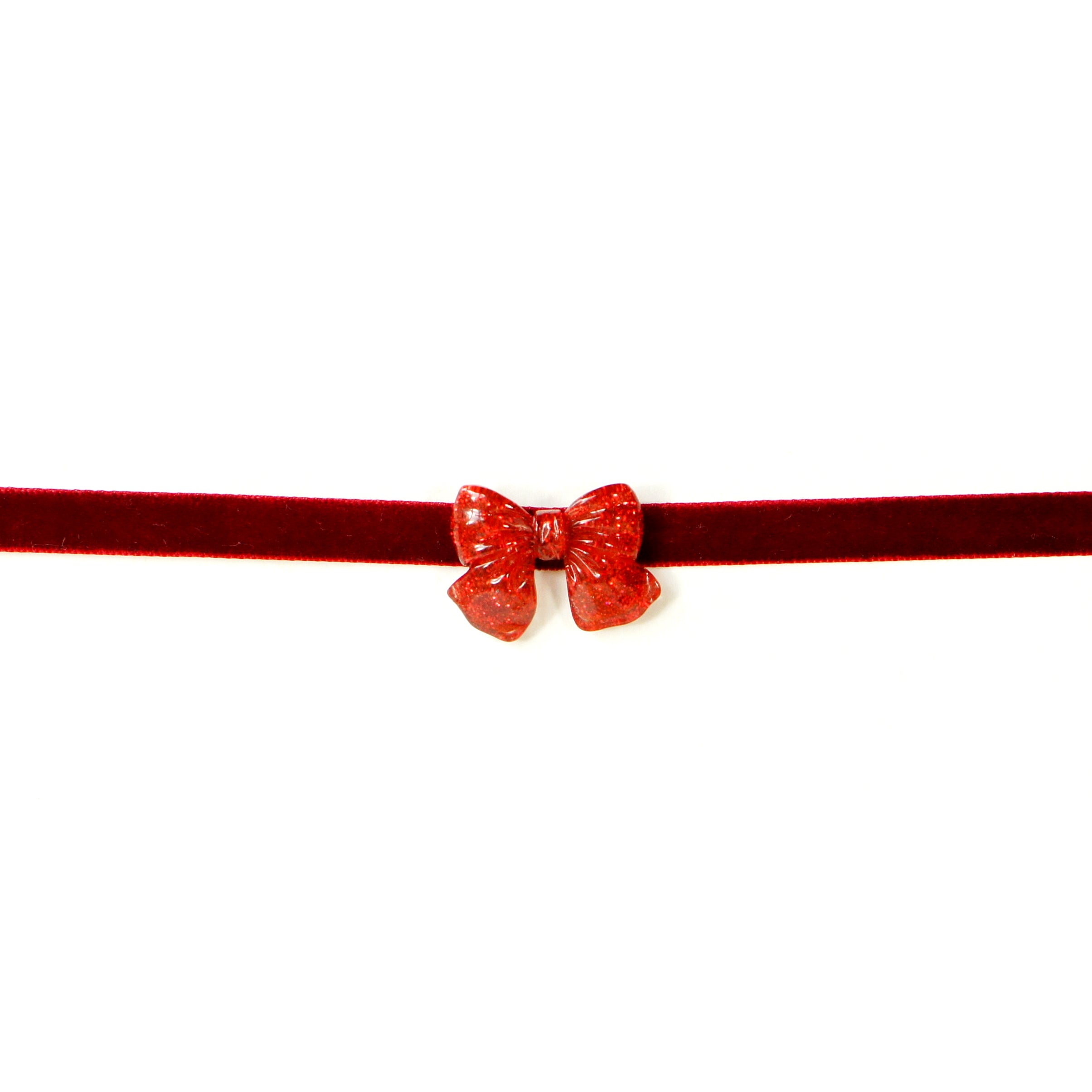 Kiki Glitter Bow Velour Ribbon Choker/Necklace