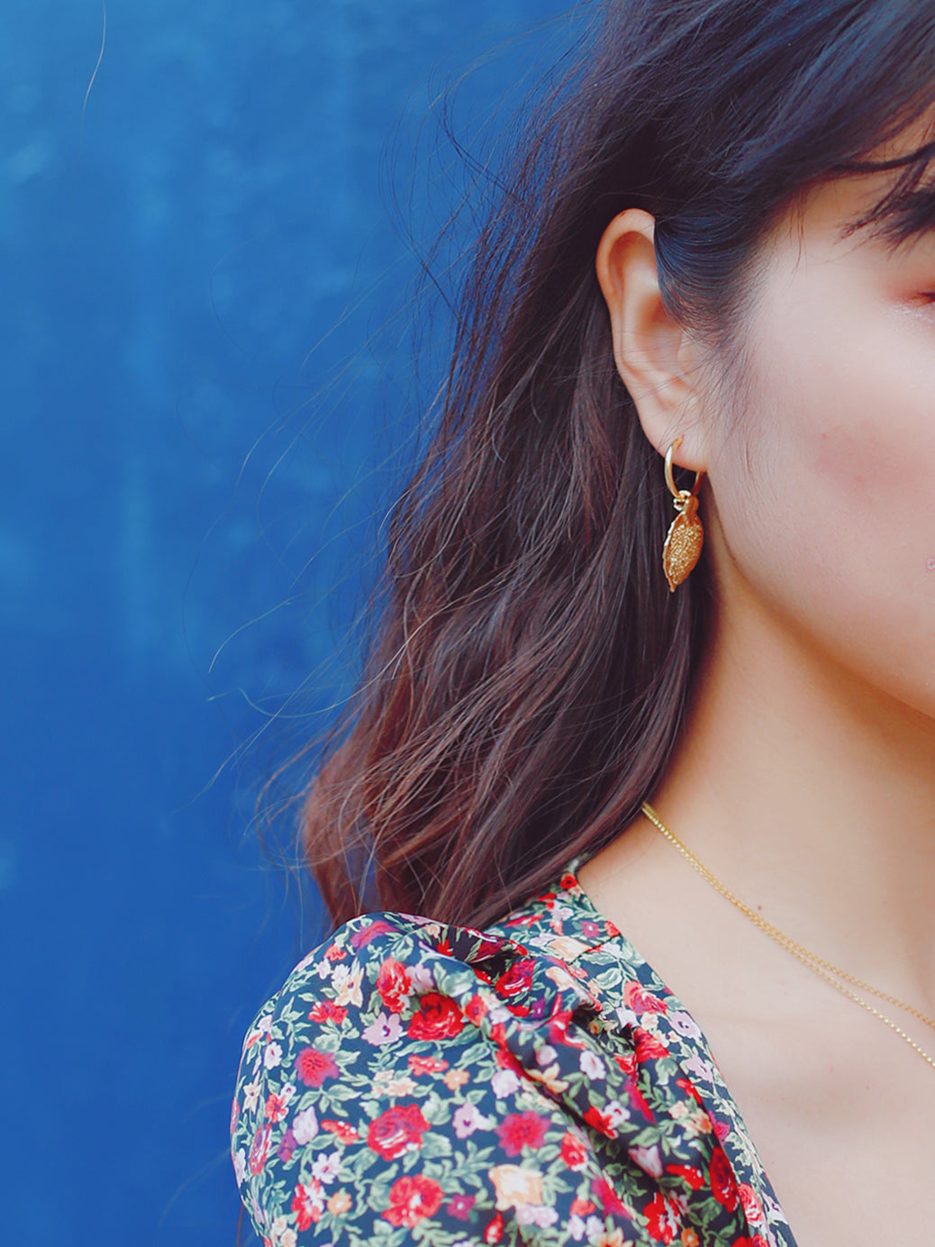 *REAL LEAVES* Be-leaf 24k Gold Plated Leaf With Gold Vermeil Hoop Earrings