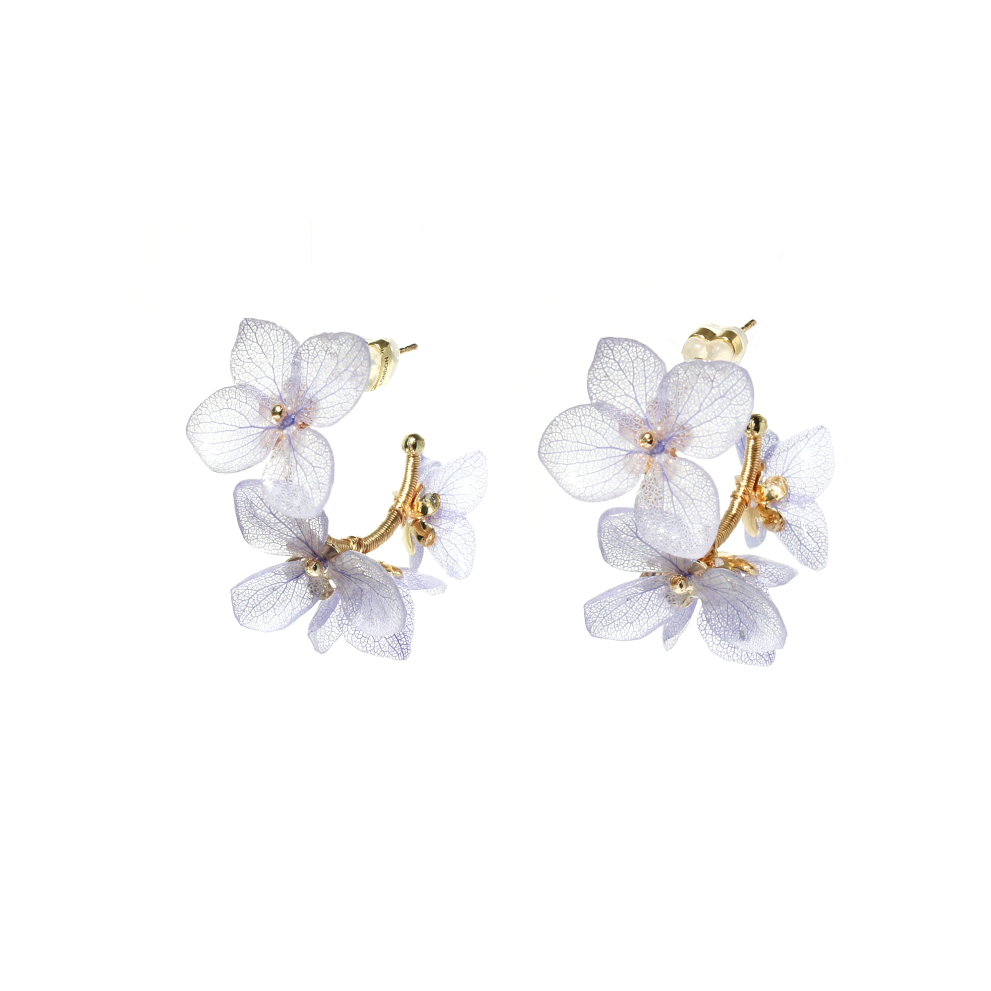 *REAL FLOWER* Libelle Hydrangea Hoop Earrings
