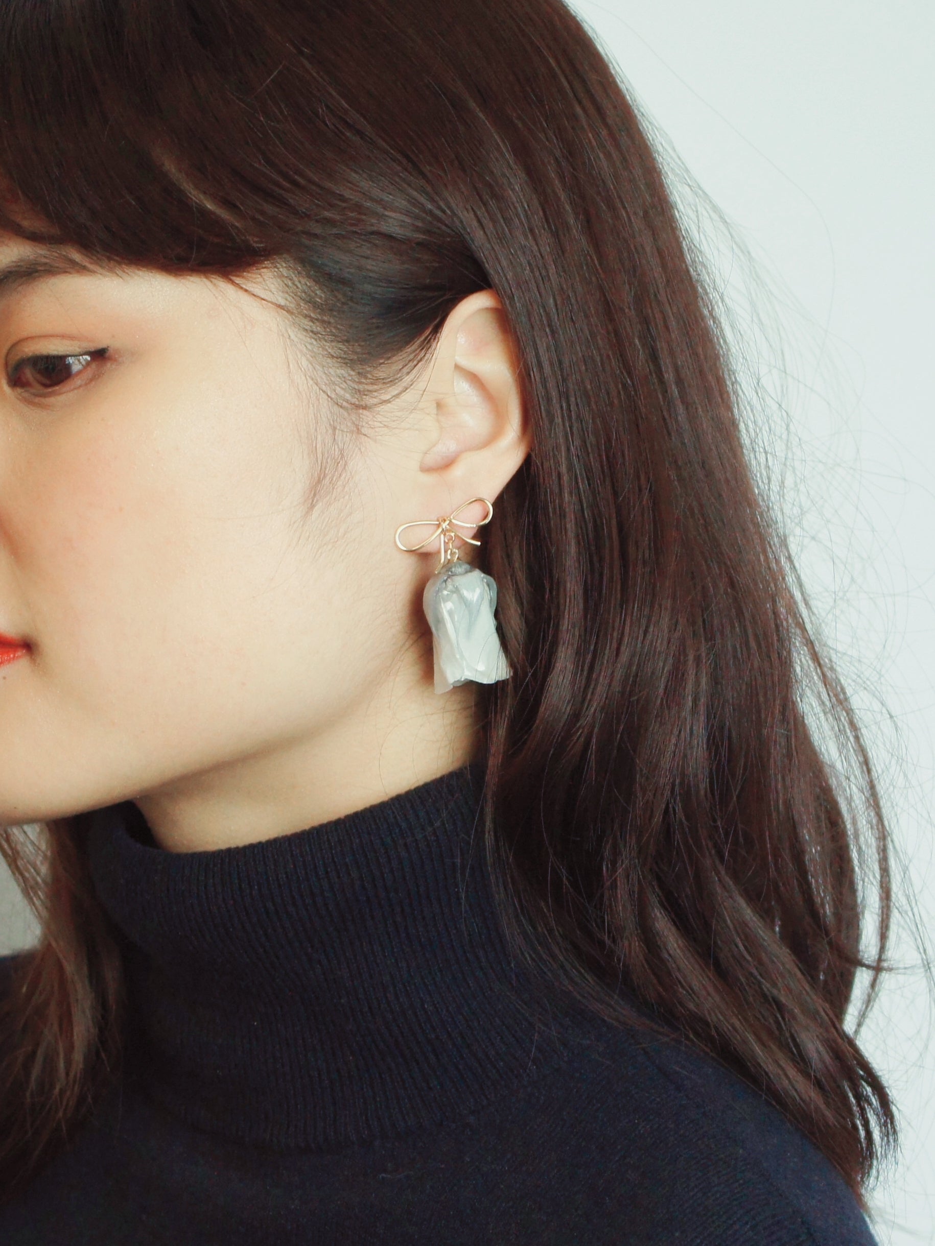 *REAL FLOWER* Miracle Rose Drop Earrings with Bow Studs