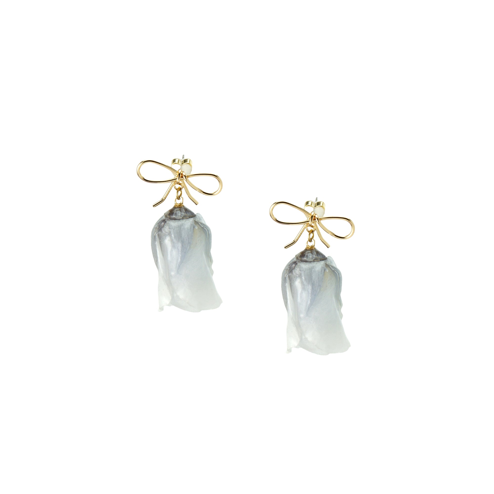 *REAL FLOWER* Miracle Rose Drop Earrings with Bow Studs
