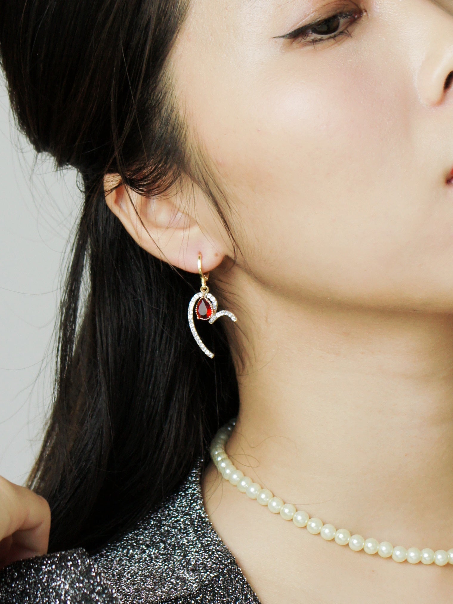 My Precious Crystal-paved Heart Huggie Earrings