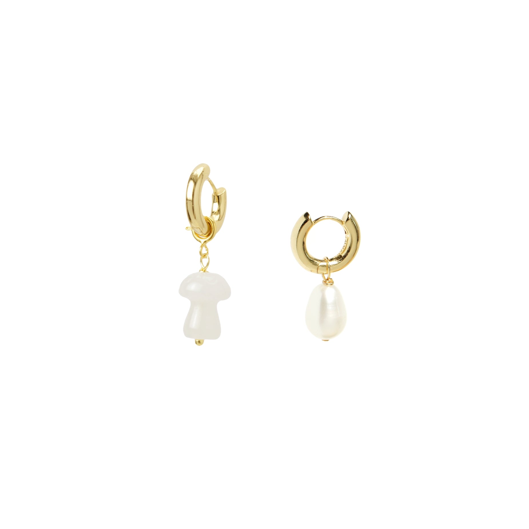 Organic Produce Jade Mushroom Drop Hoop Earring, 18k Gold Vermeil