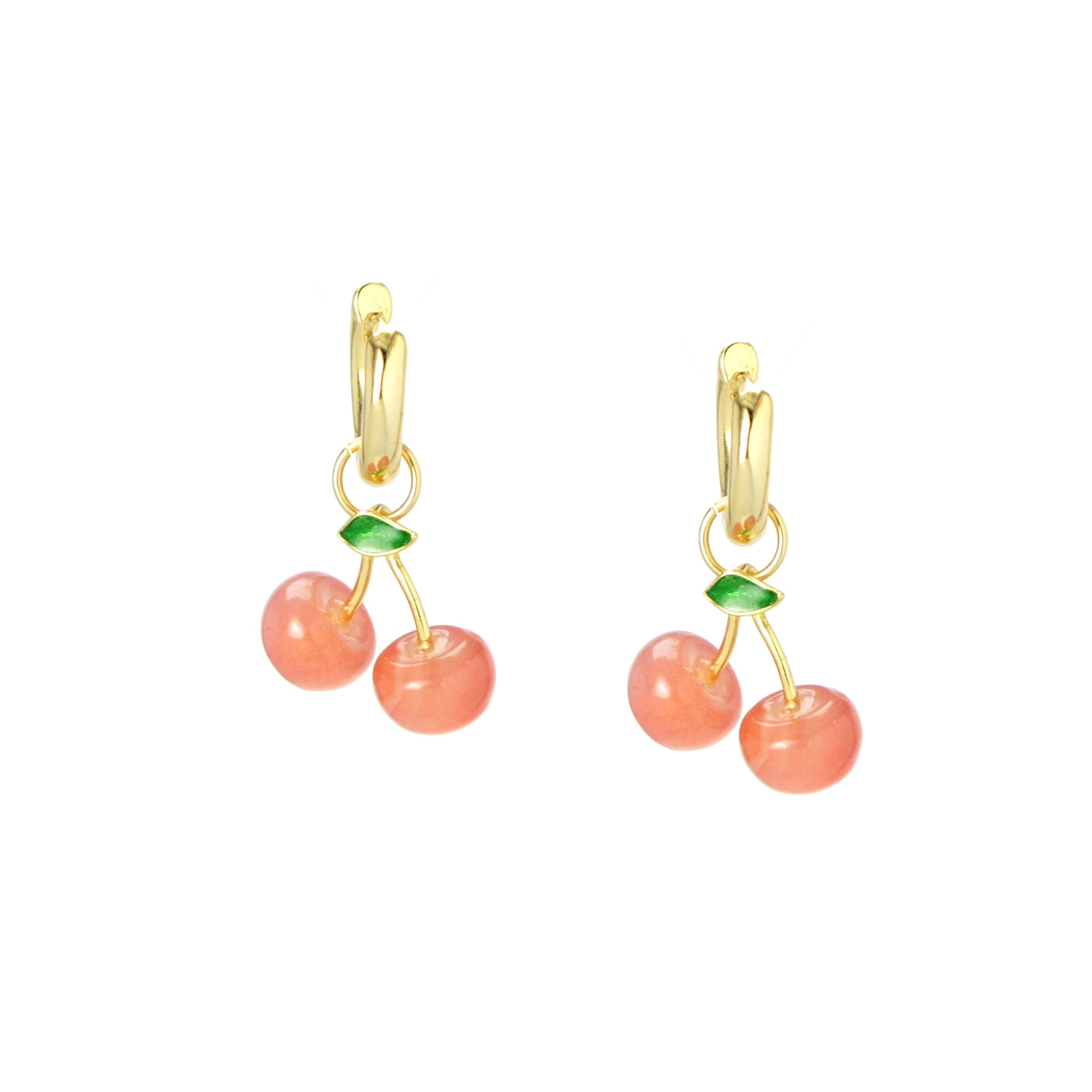 Organic Produce Fruit and Pearl Asymmetrical Hoop Earrings, 18k Gold Vermeil