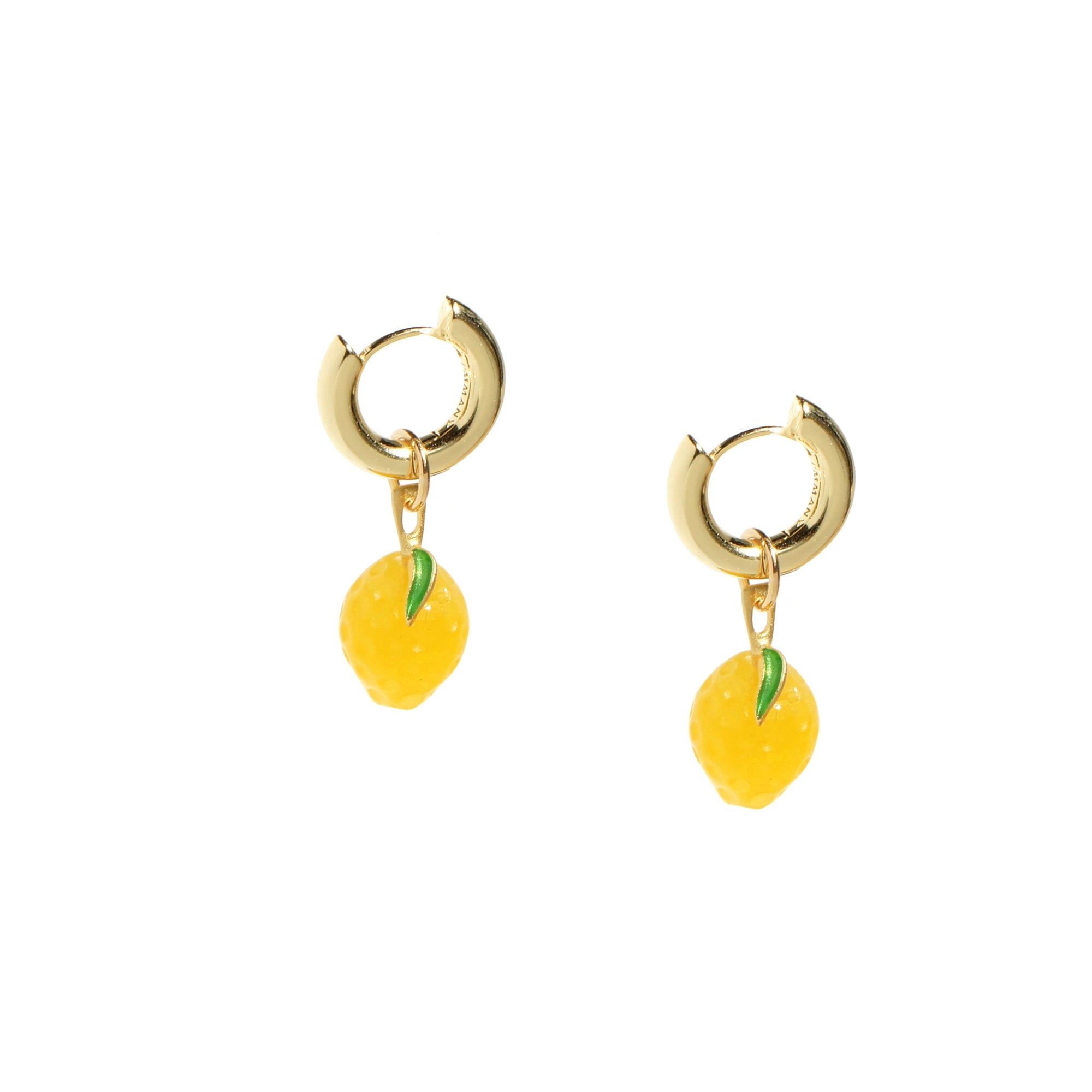 Organic Produce Fruit and Pearl Asymmetrical Hoop Earrings, 18k Gold Vermeil