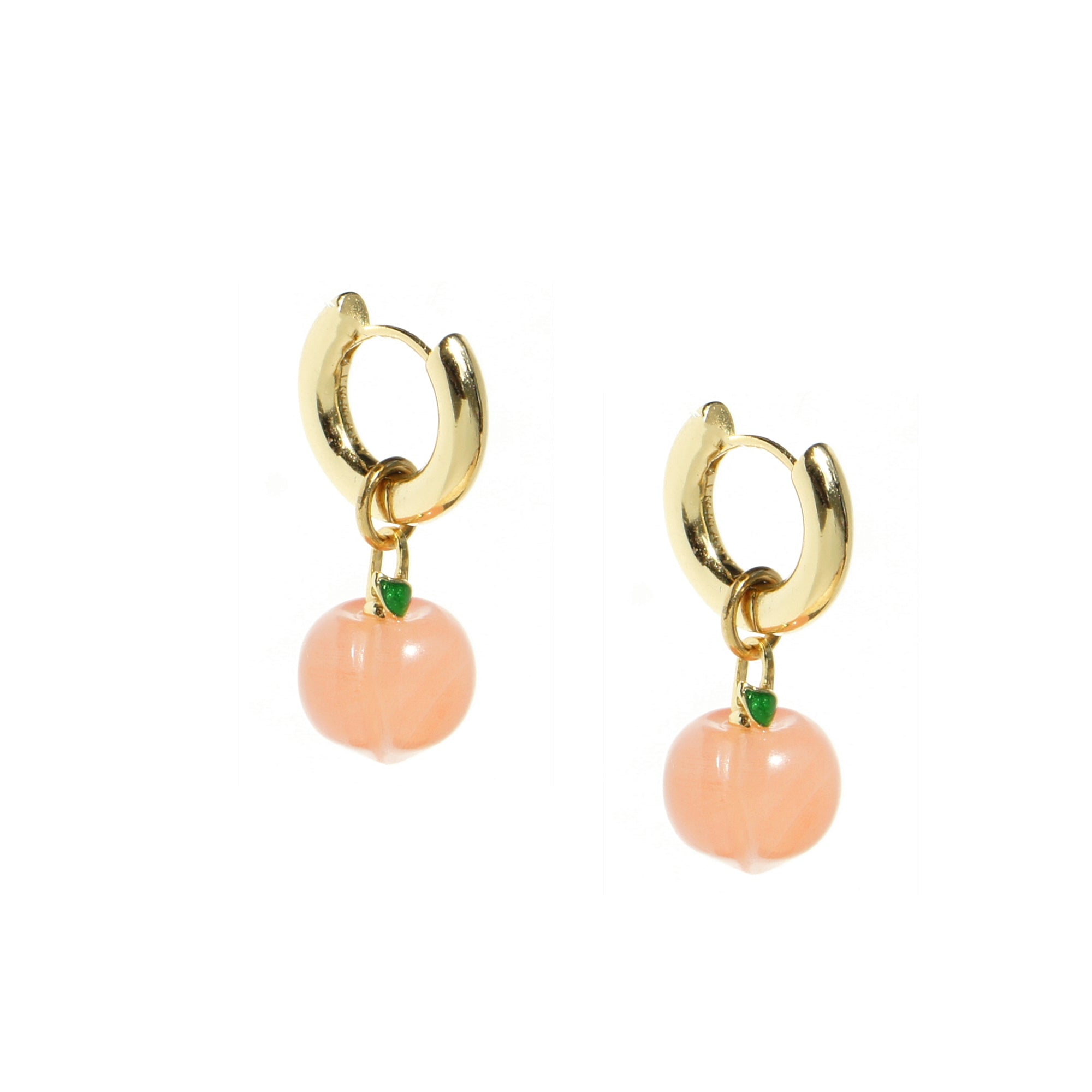 Organic Produce Fruit and Pearl Asymmetrical Hoop Earrings, 18k Gold Vermeil