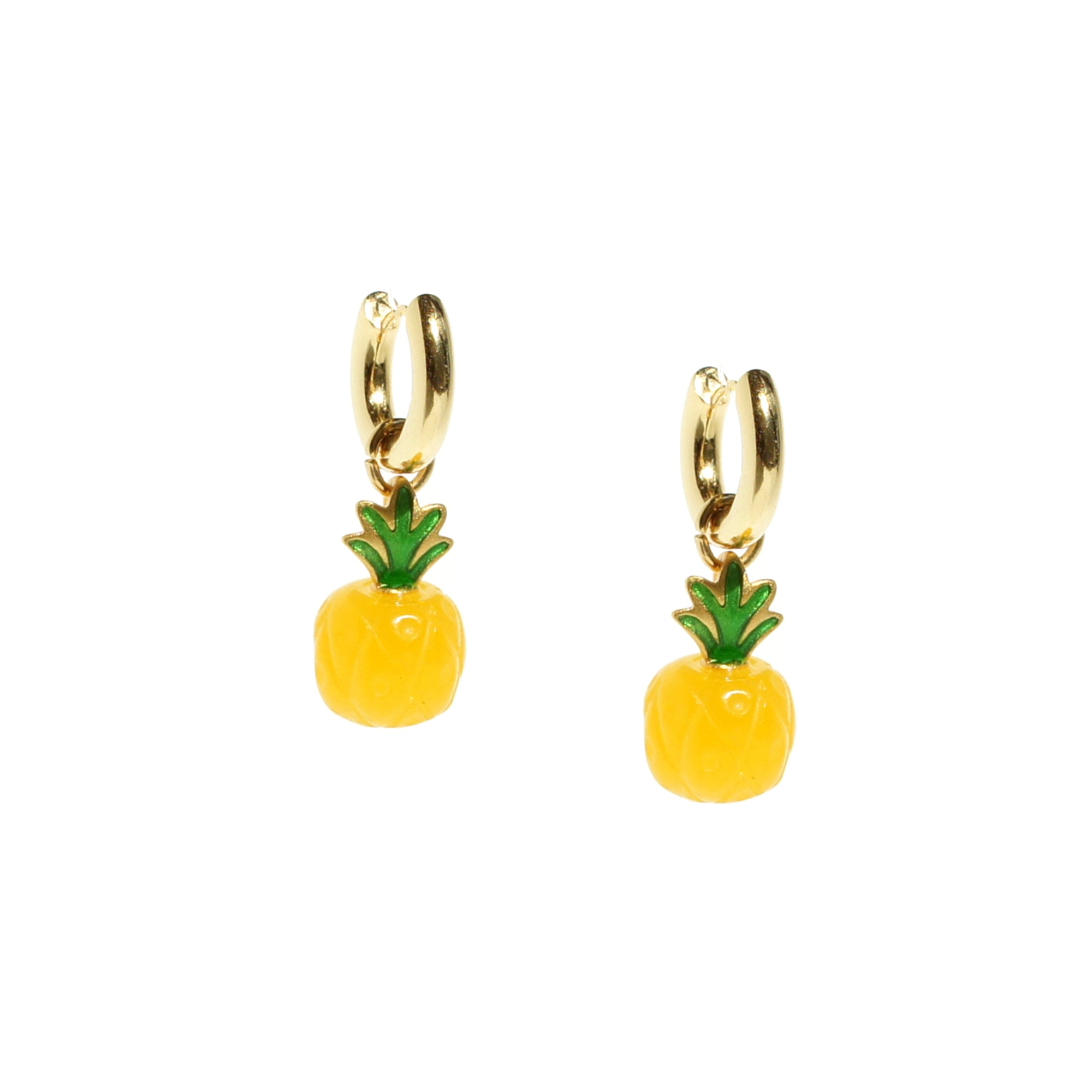 Organic Produce Fruit and Pearl Asymmetrical Hoop Earrings, 18k Gold Vermeil