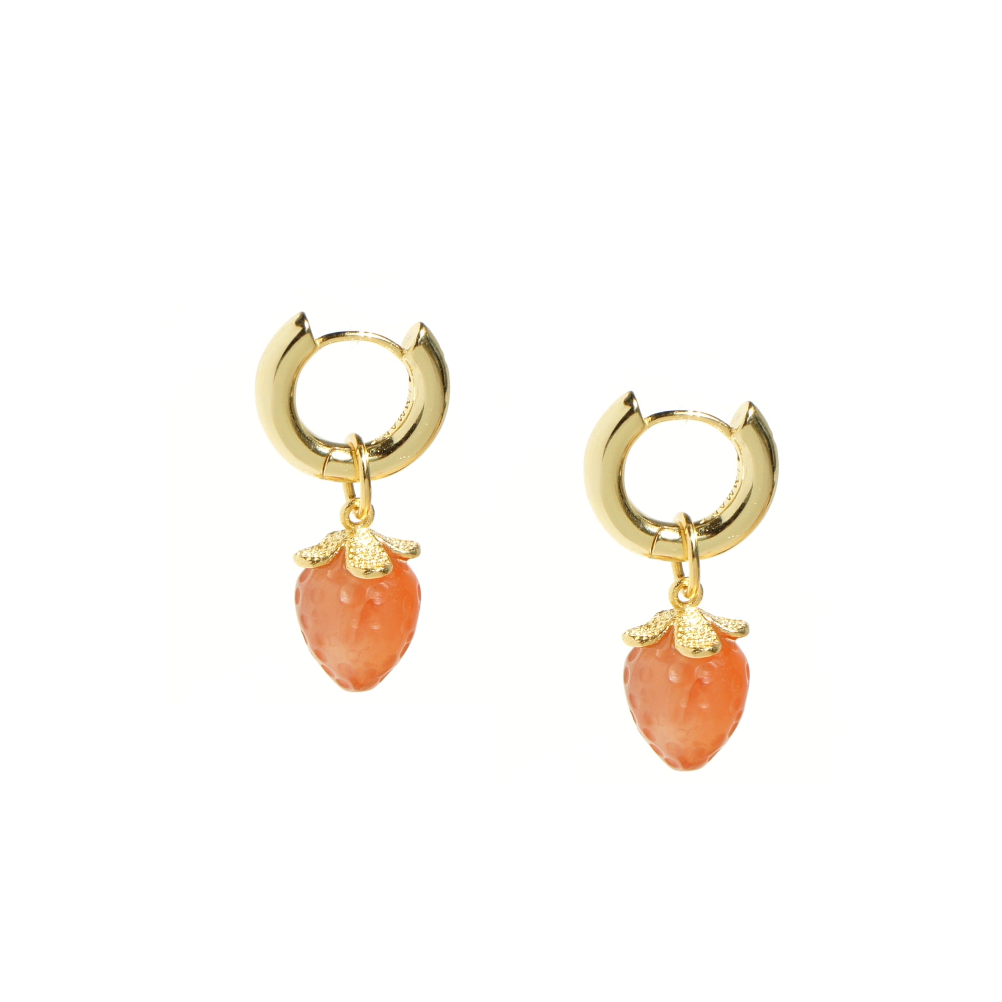 Organic Produce Fruit and Pearl Asymmetrical Hoop Earrings, 18k Gold Vermeil