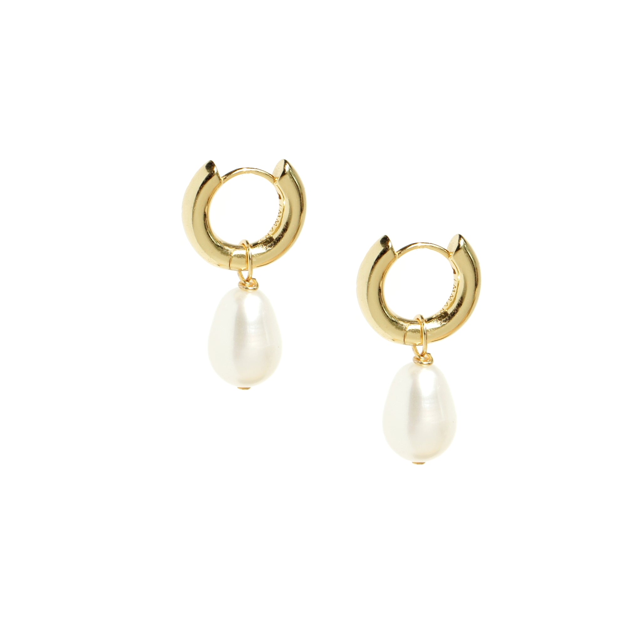 Organic Produce Fruit and Pearl Asymmetrical Hoop Earrings, 18k Gold Vermeil