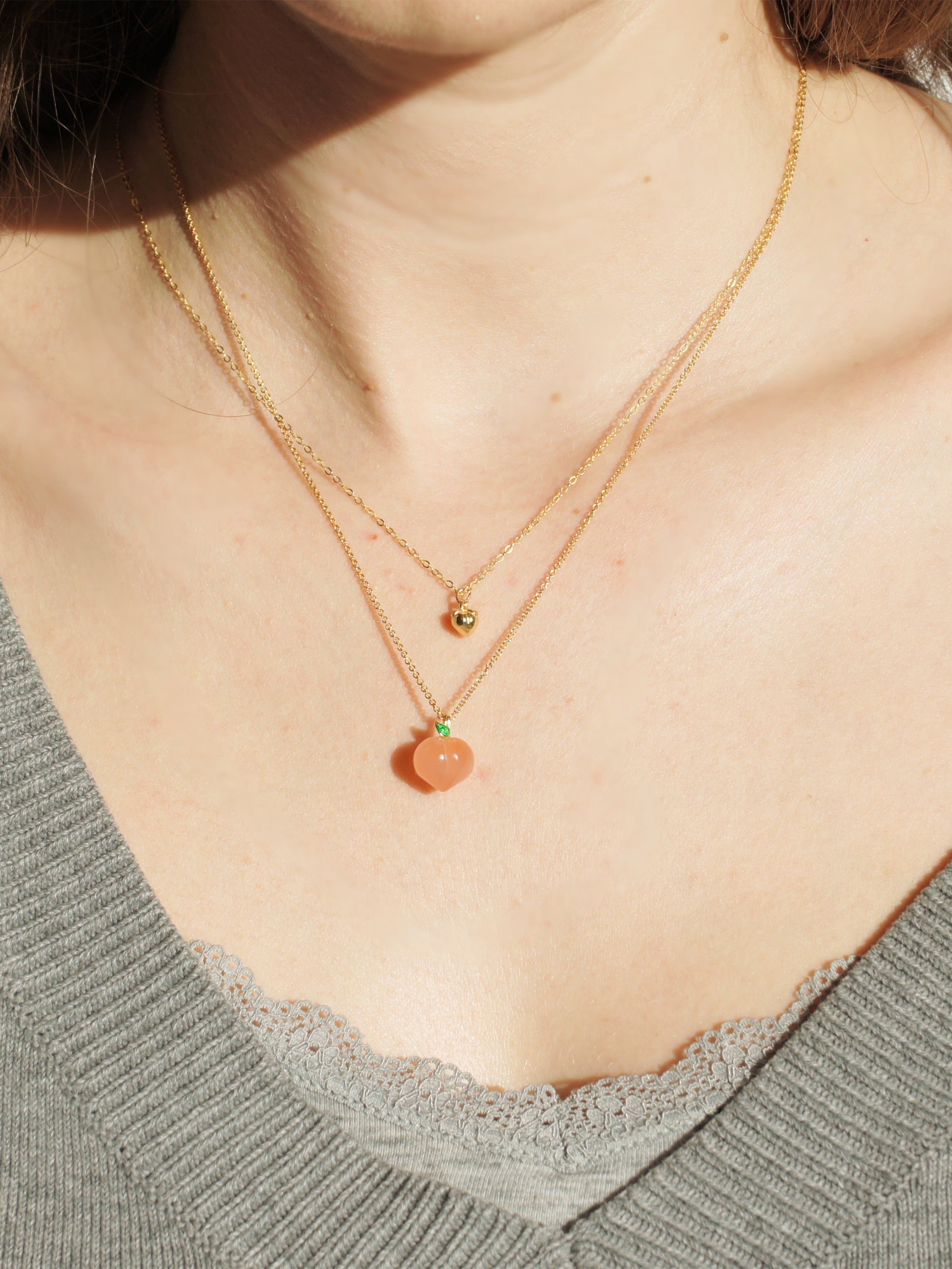 Gold Vermeil Peach Pendant Necklace