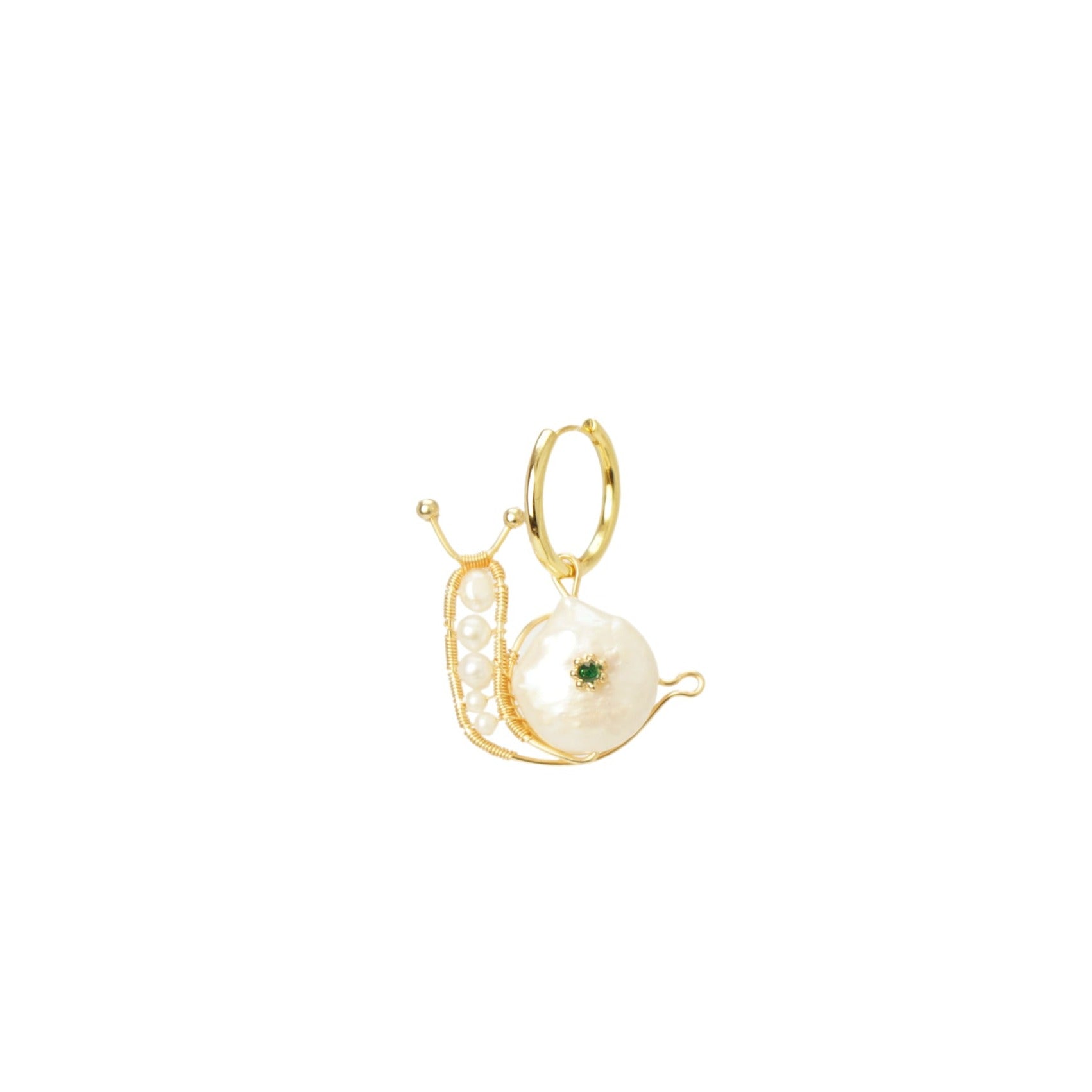 Snailed It Freshwater Pearl Snail and Glass Leaf Earrings