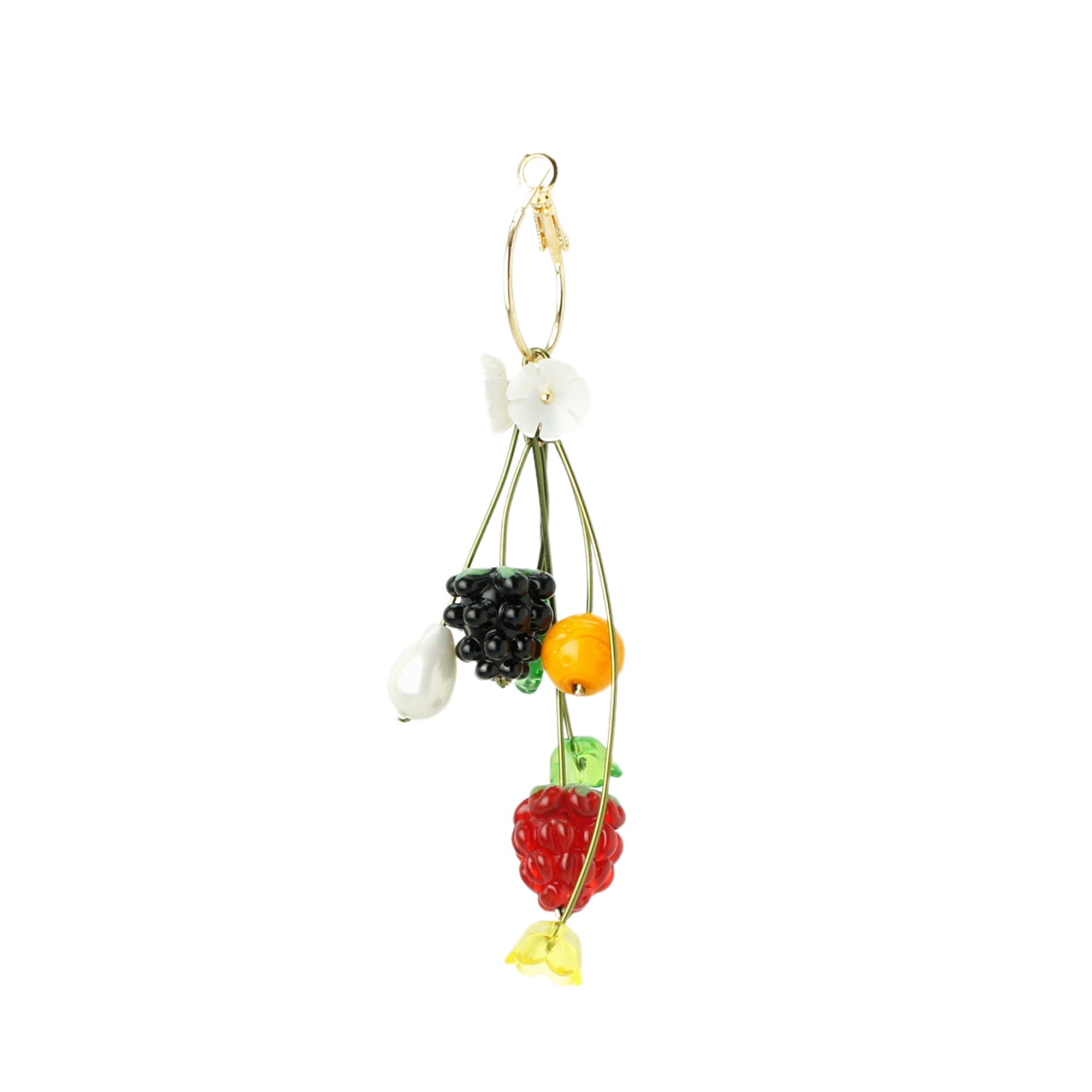 Very Berry Assorted Lampwork Glass Fruits and Flower Single Earring