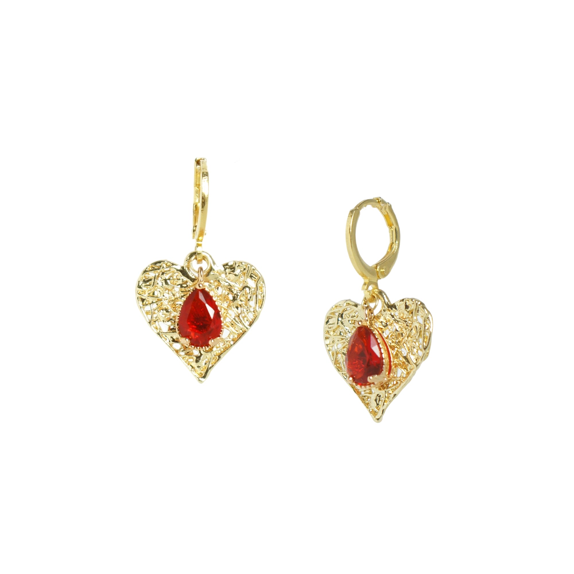 My Precious Crystal and Textured Heart Drop Earrings
