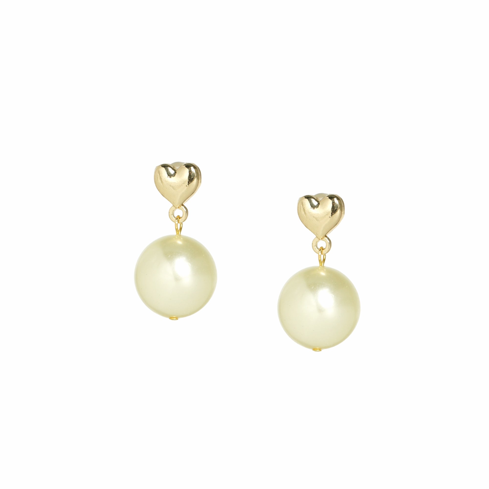 My Precious Pearl Drop Earrings with Heart Studs